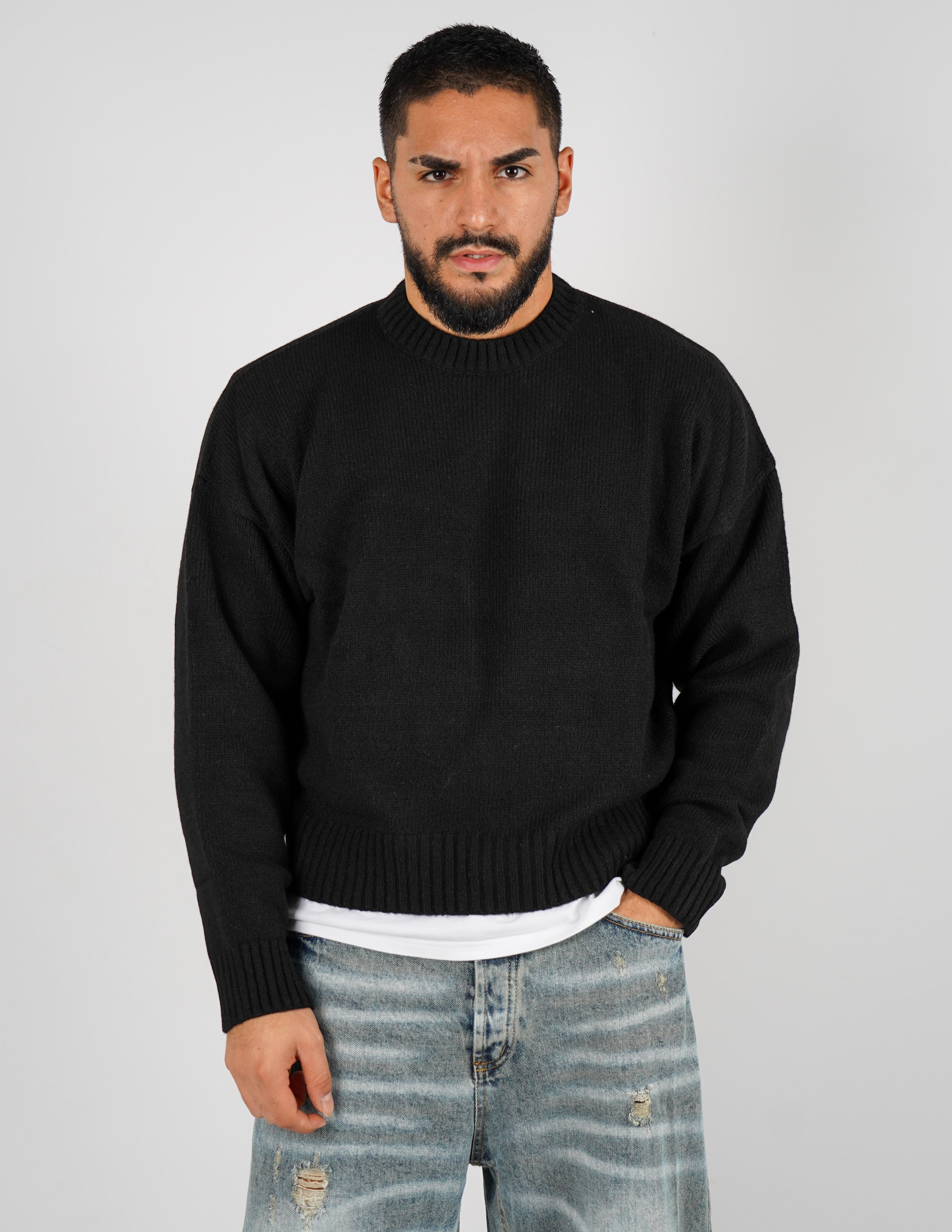 Maglione crop in lana