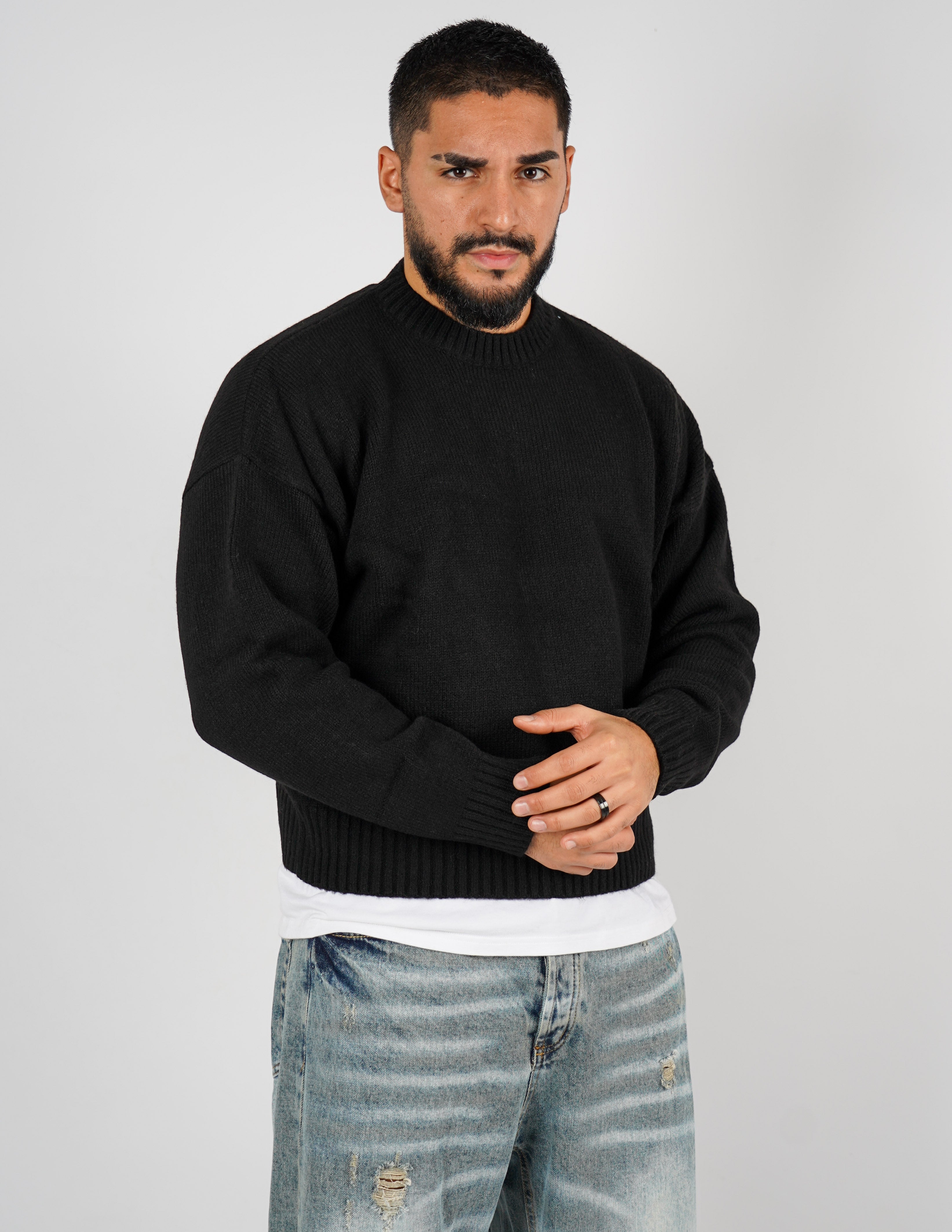 Maglione crop in lana