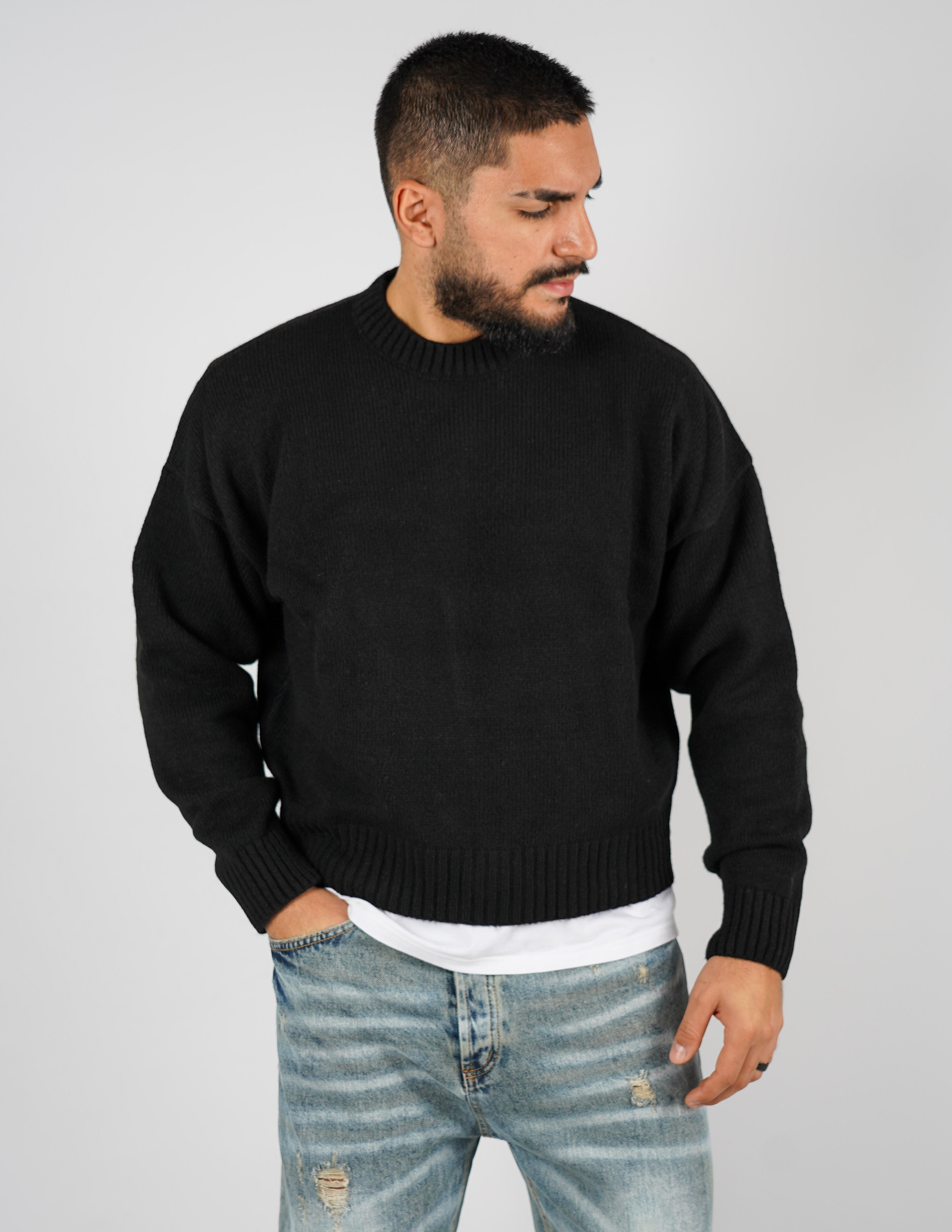 Maglione crop in lana