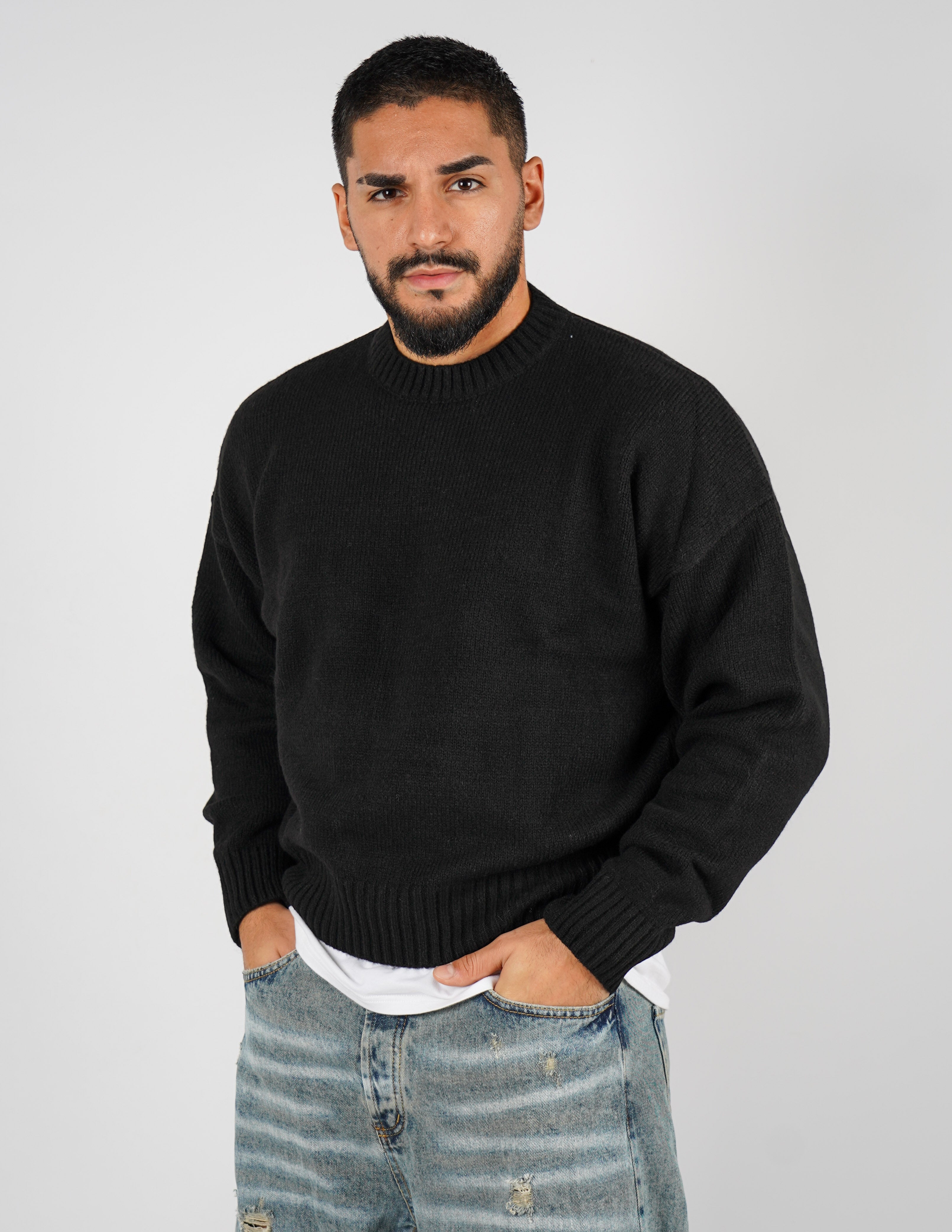 Maglione crop in lana