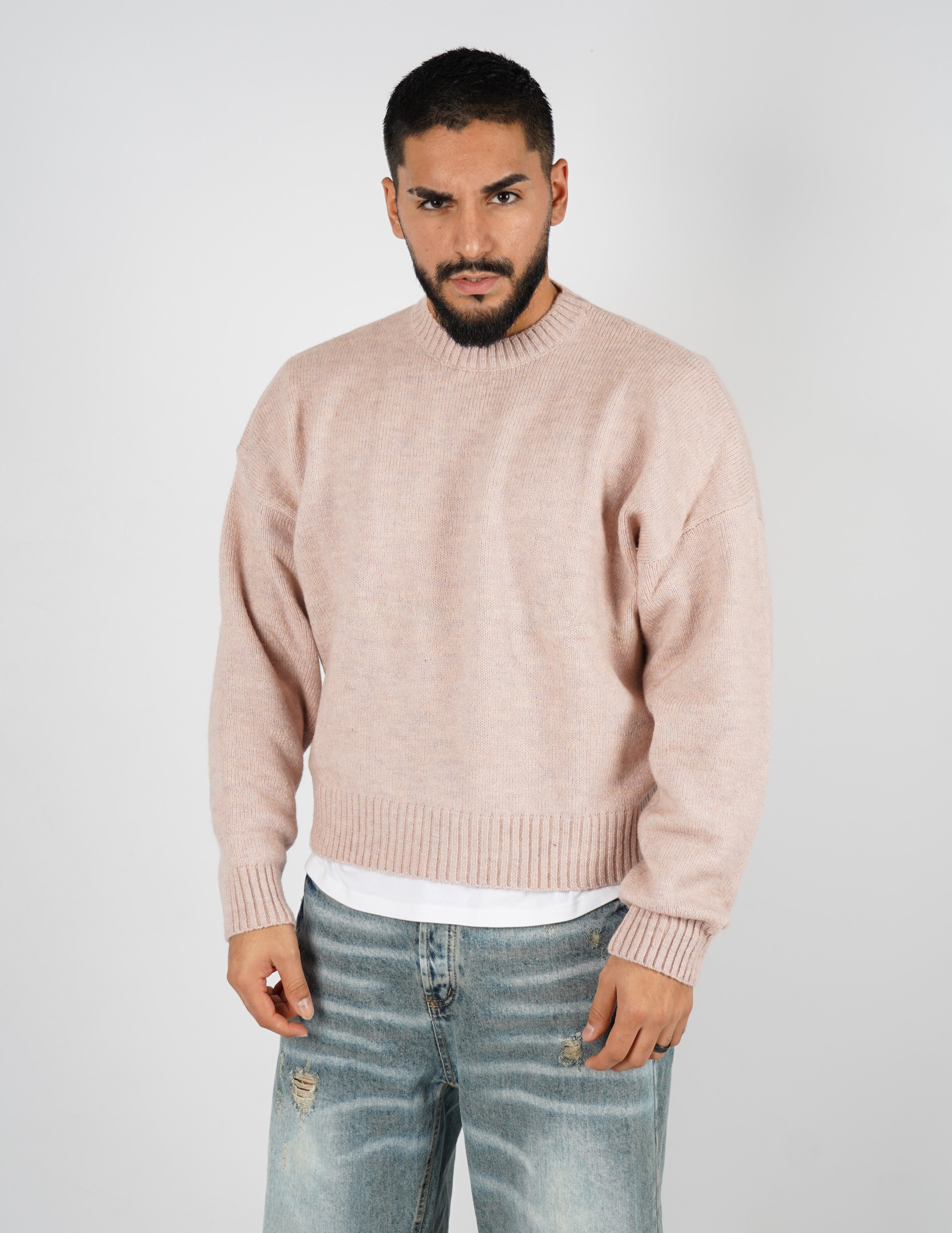 Maglione crop in lana