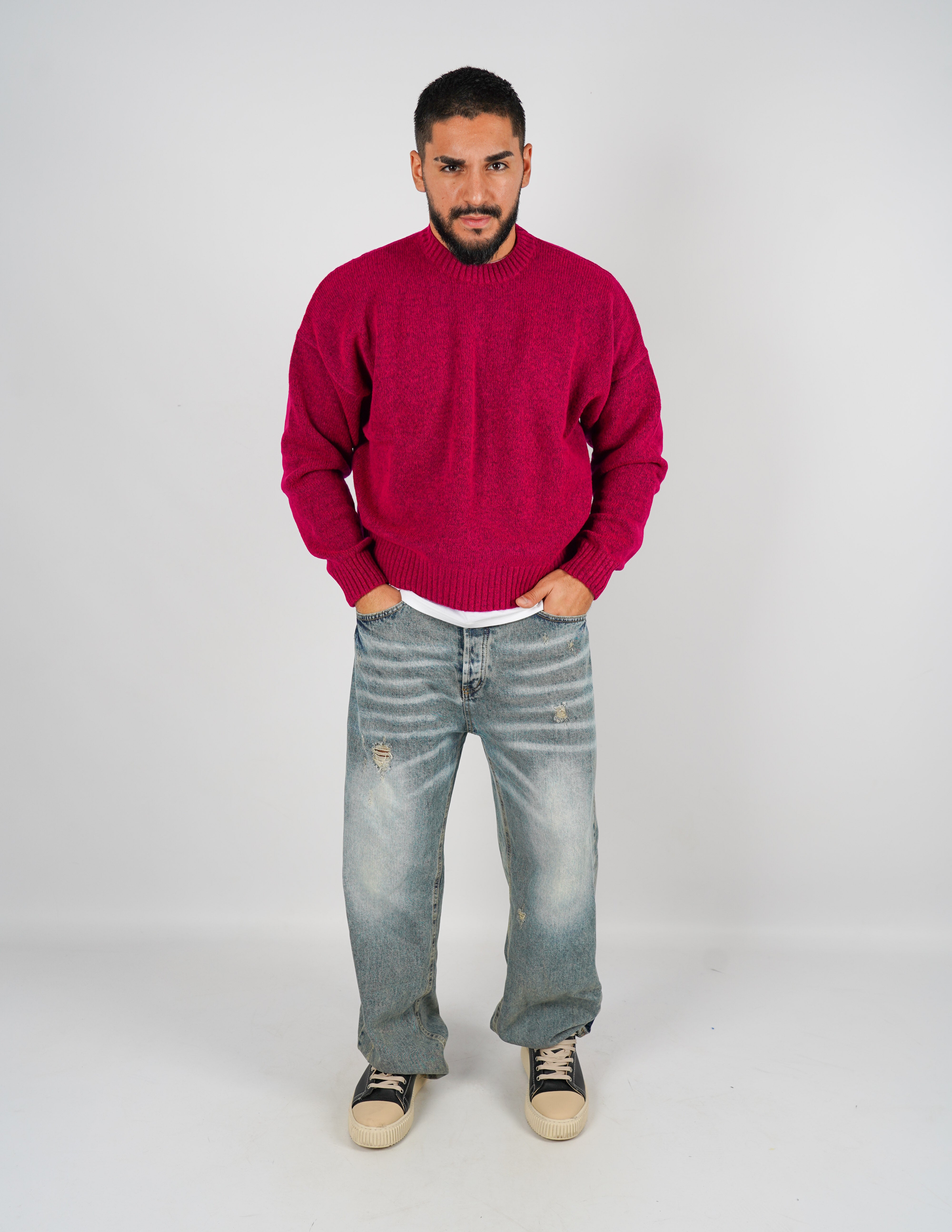 Maglione crop in lana