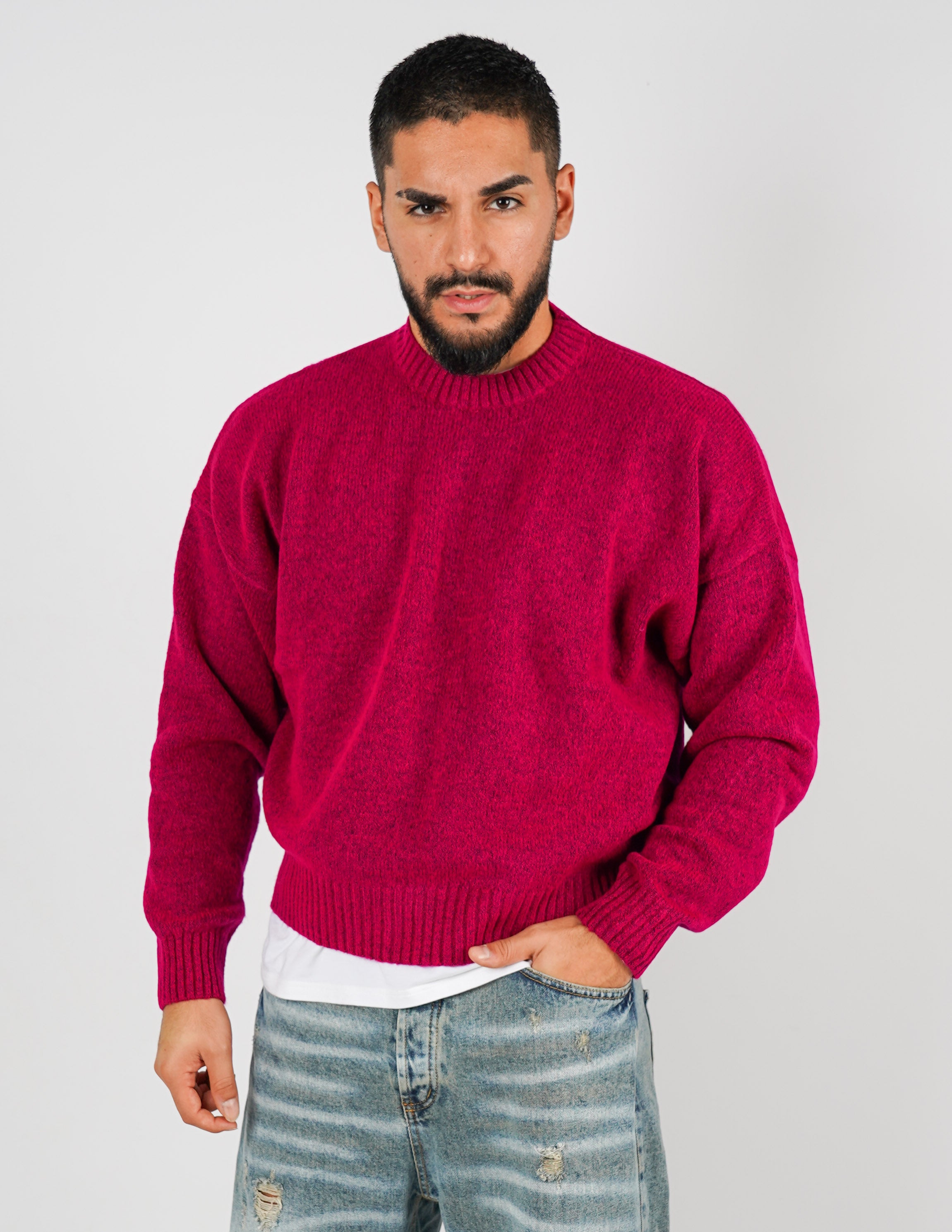 Maglione crop in lana