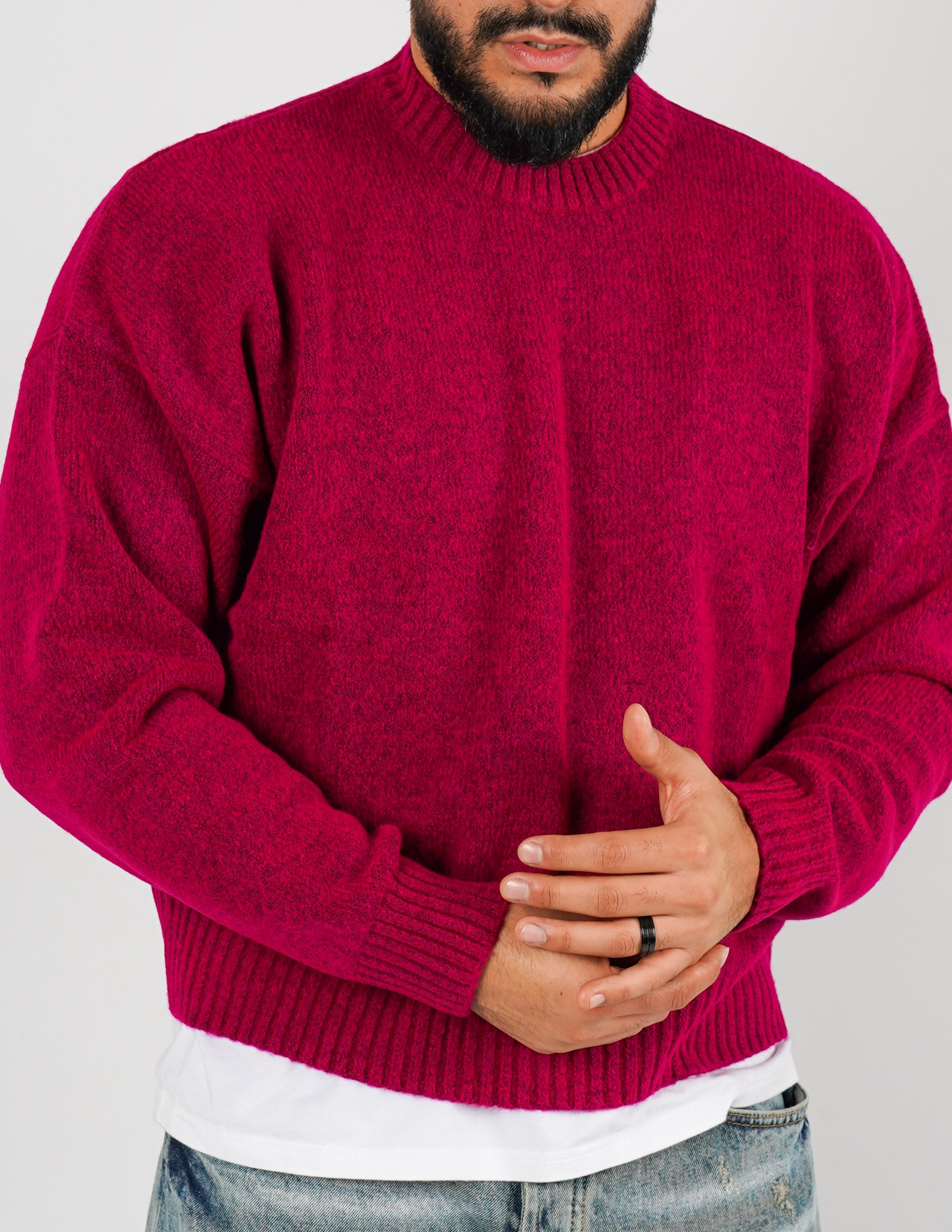 Maglione crop in lana