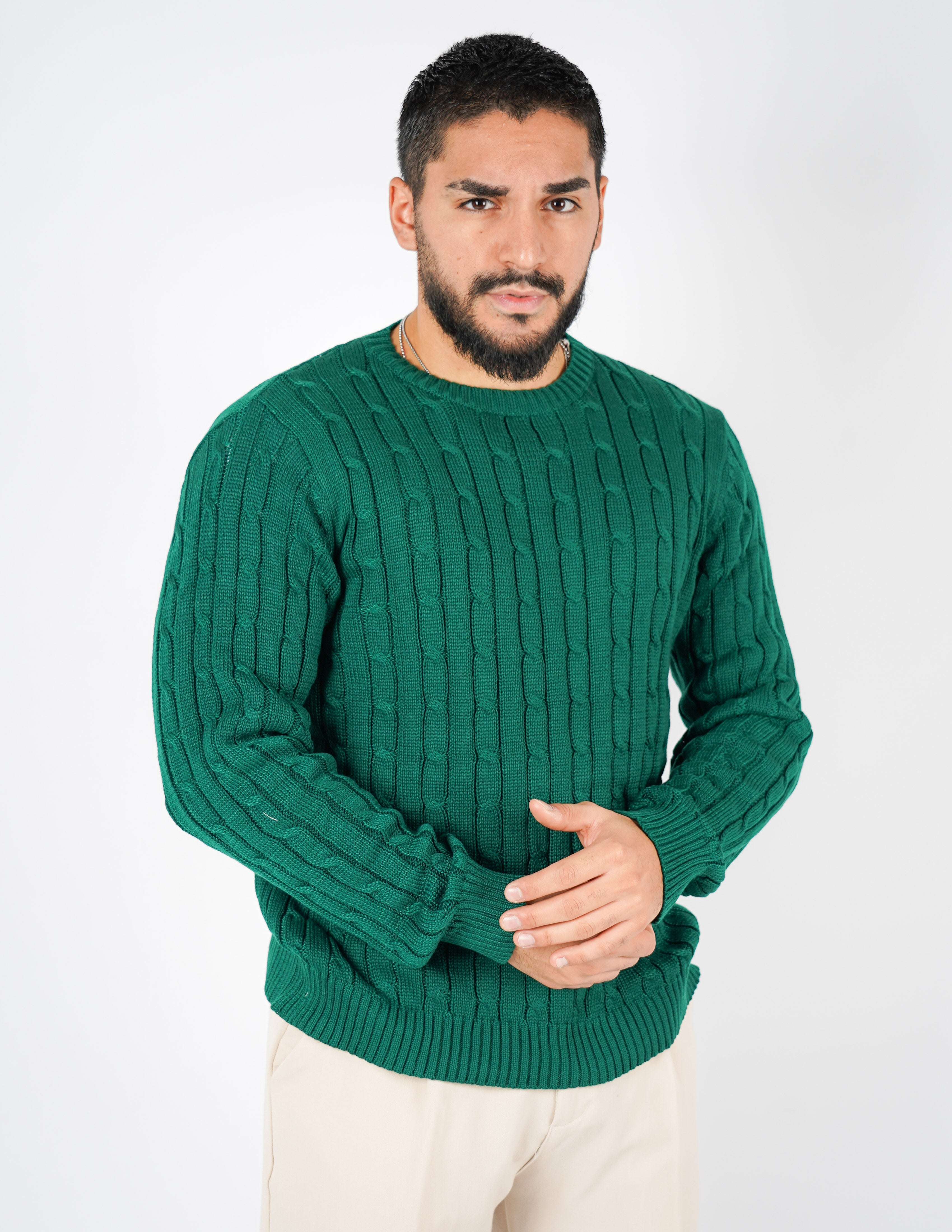 maglione girocollo basic treccia