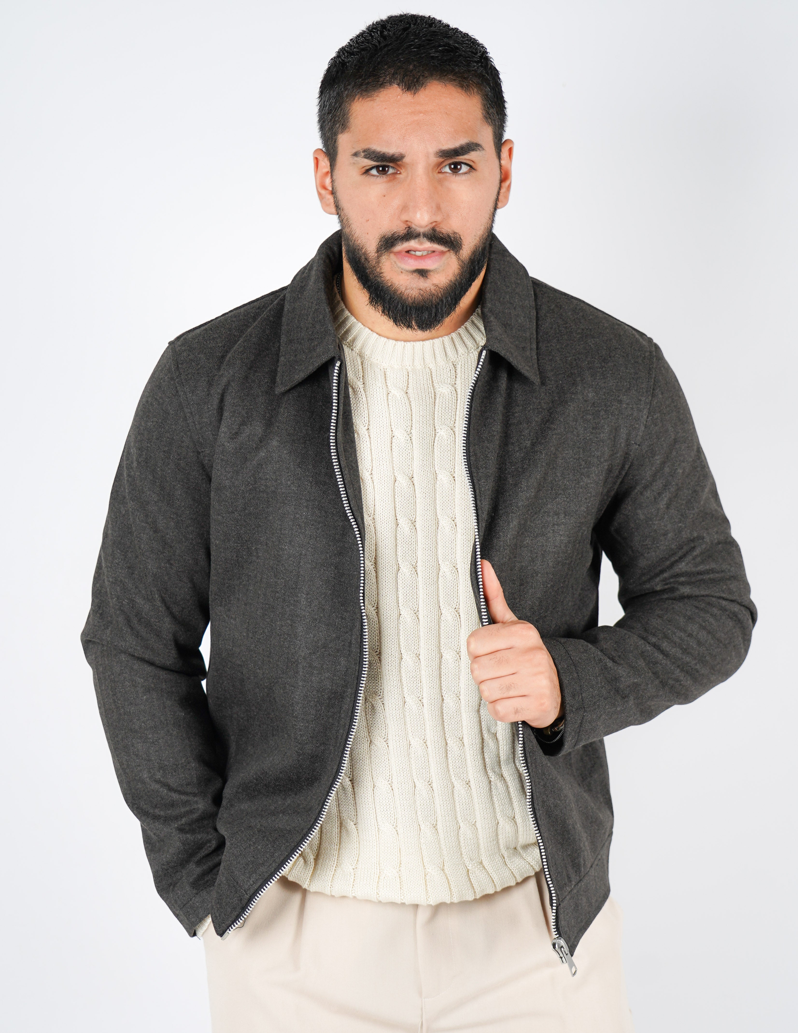 CAPPOTTINO CON COLLO TESSUTO SPIGATO