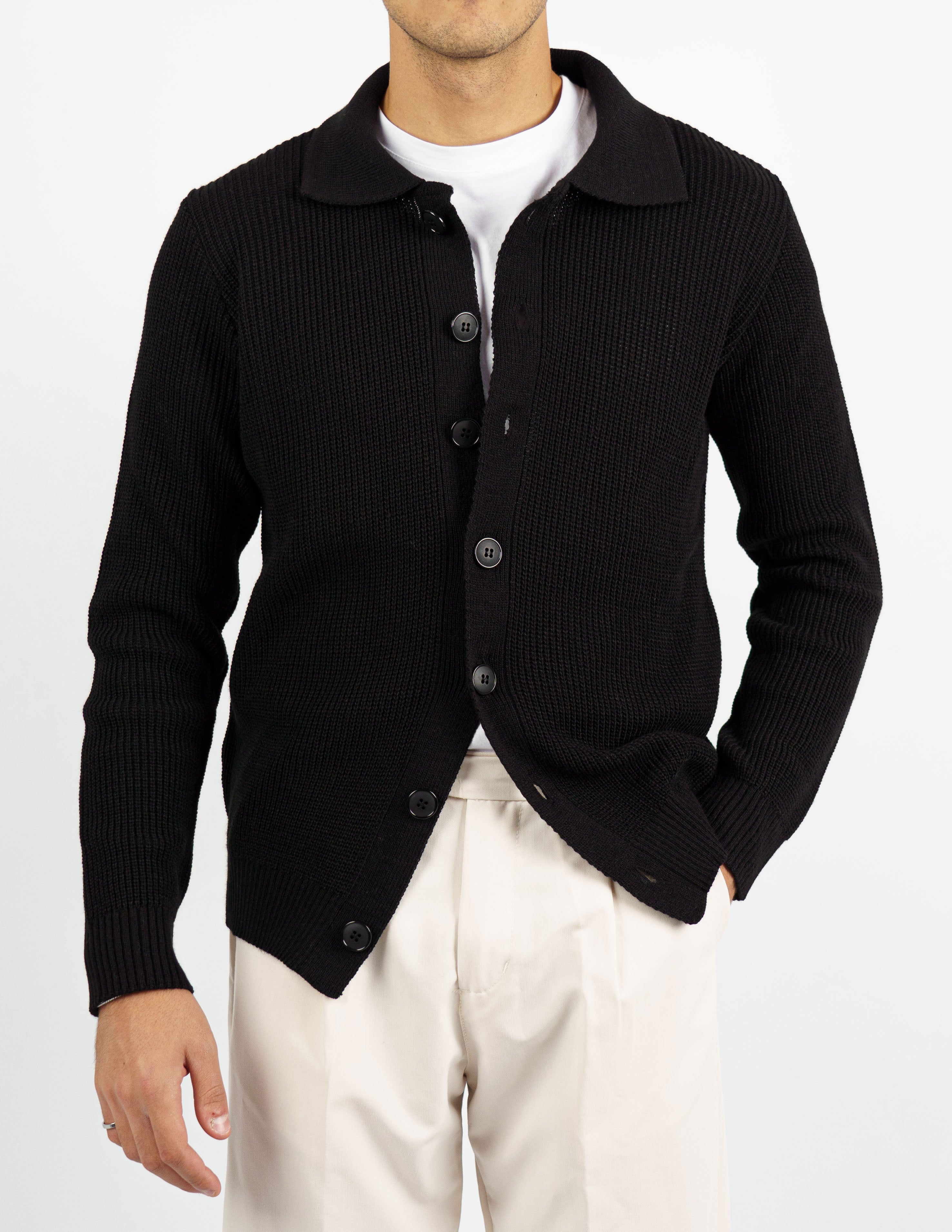 cardigan manica lunga colletto polo