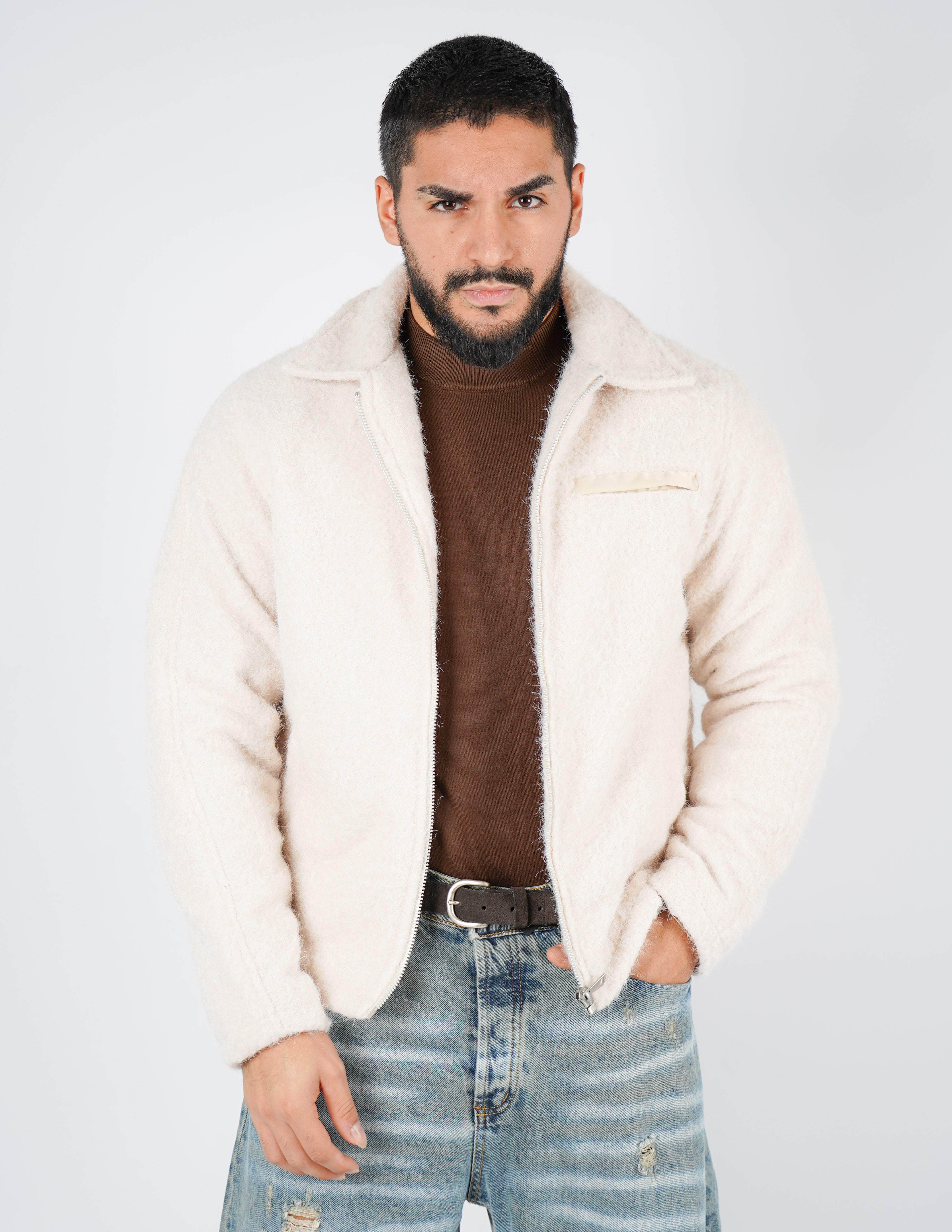 CAPPOTTINO IN MISTO LANA CON PELO