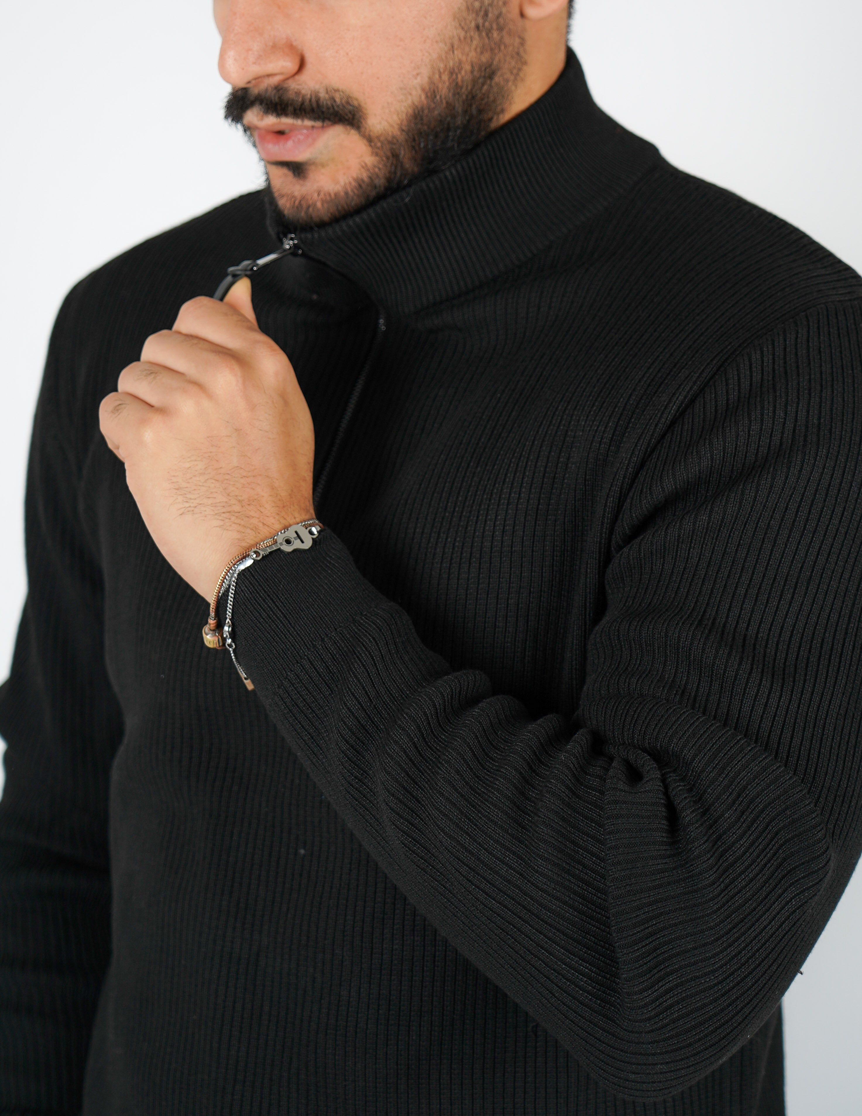 MAGLIONE A COSTE CON MEZZA ZIP