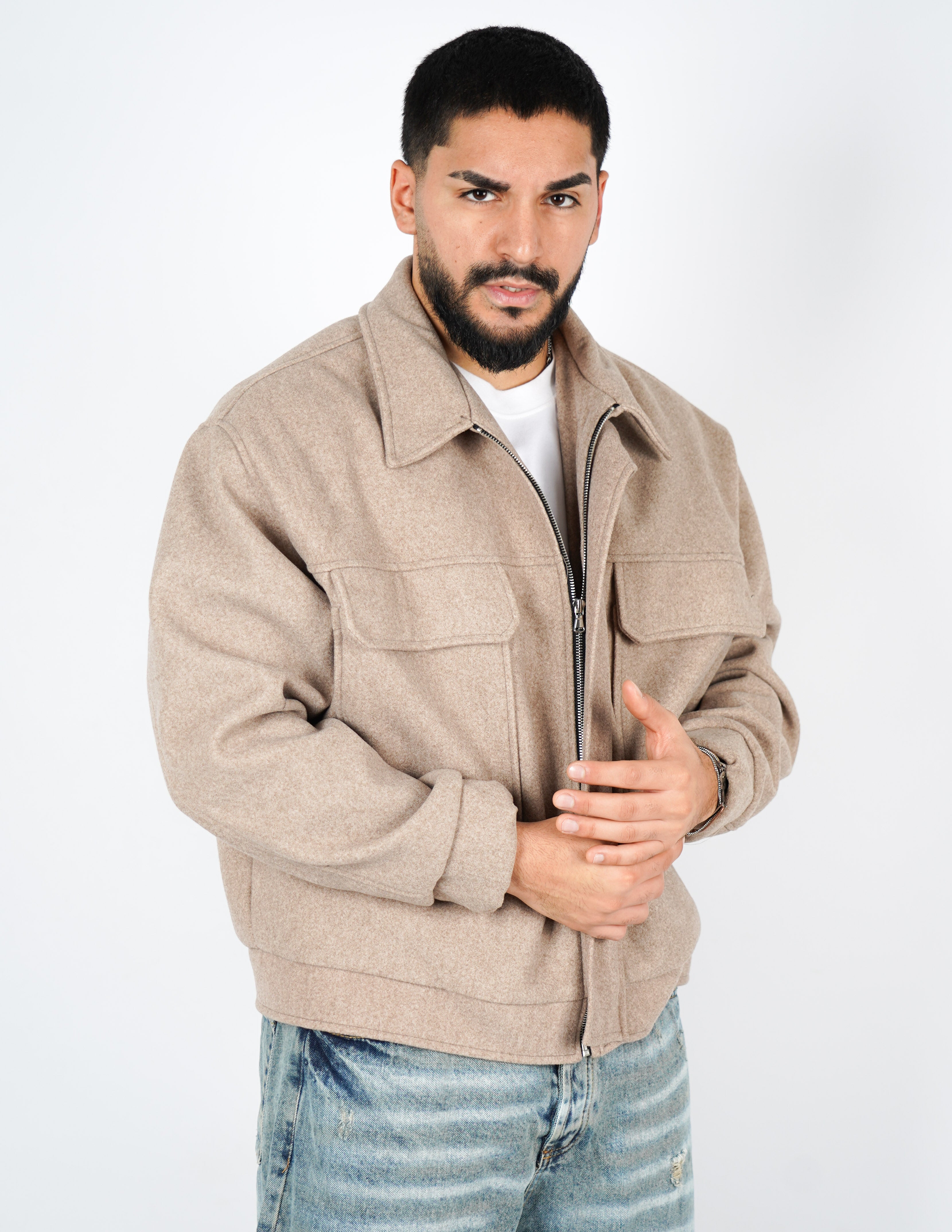 cappottino corto oversize con tasche