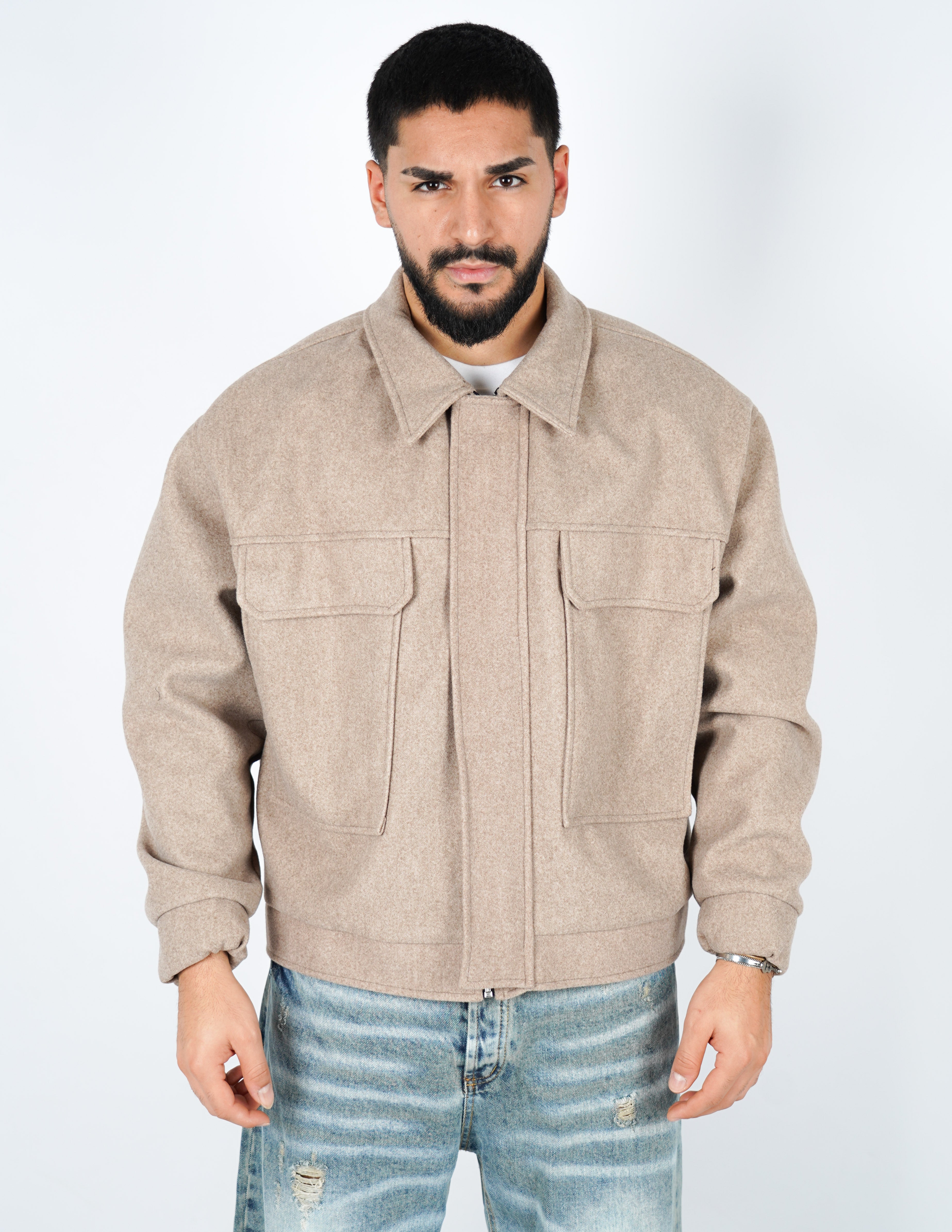 cappottino corto oversize con tasche