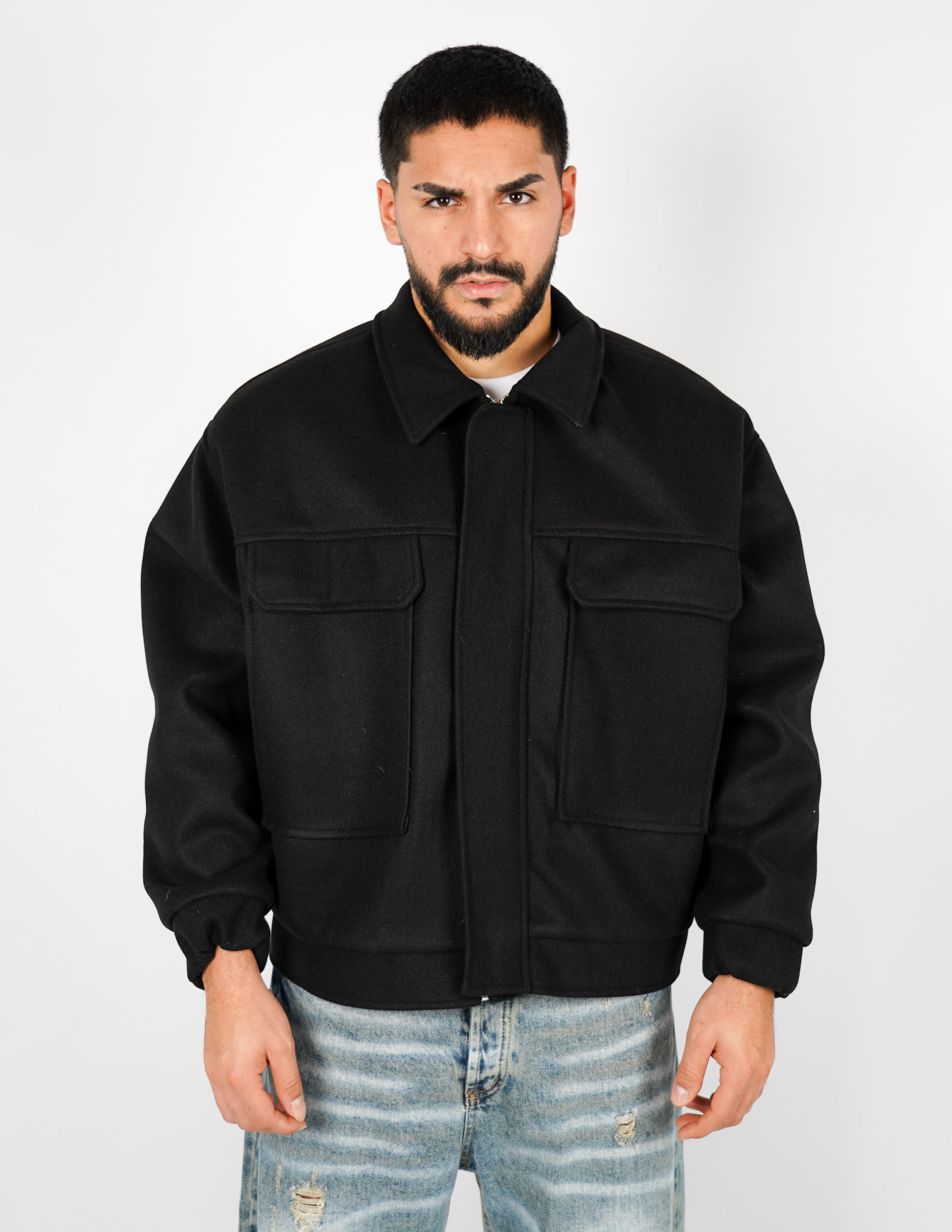 cappottino corto oversize con tasche