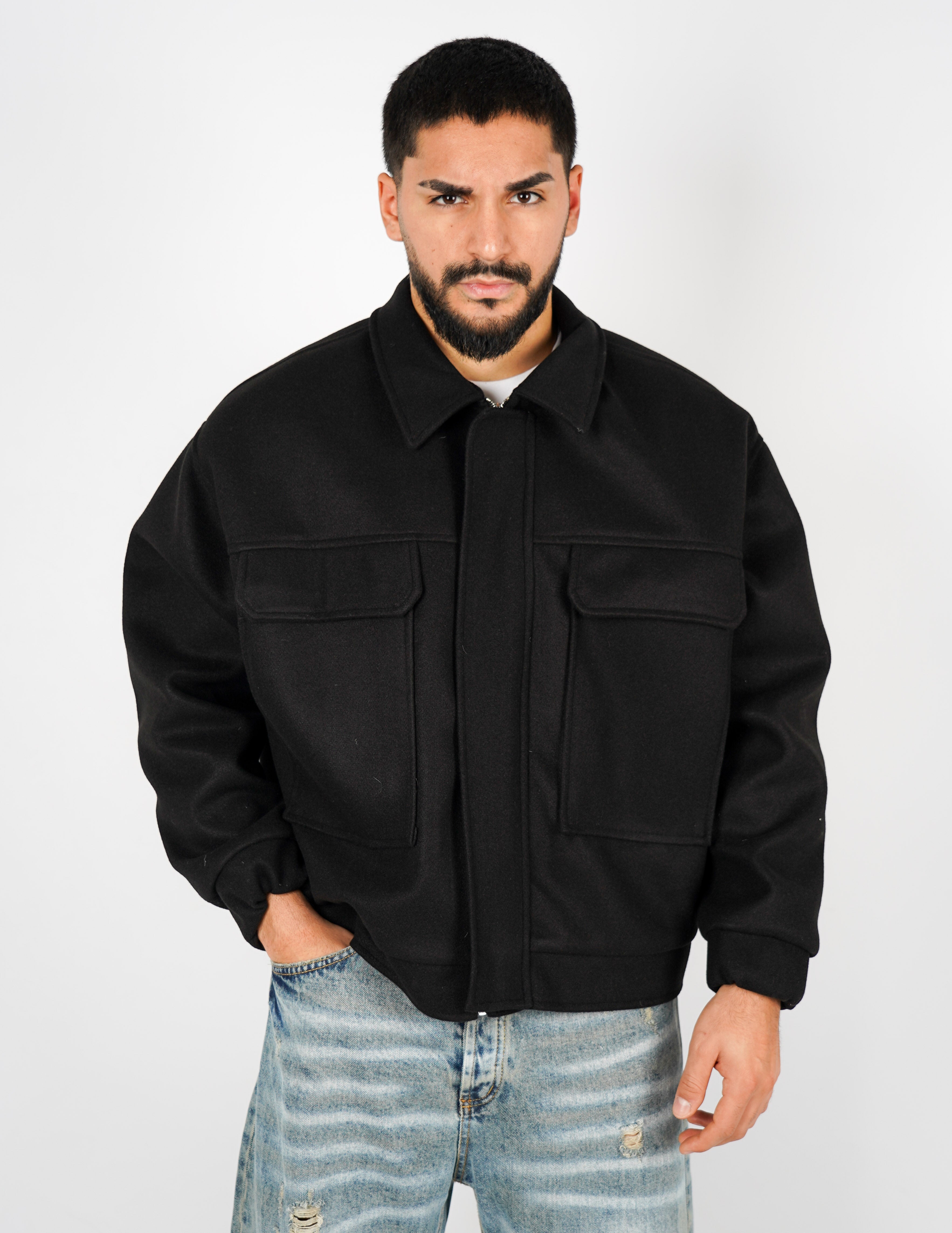 cappottino corto oversize con tasche