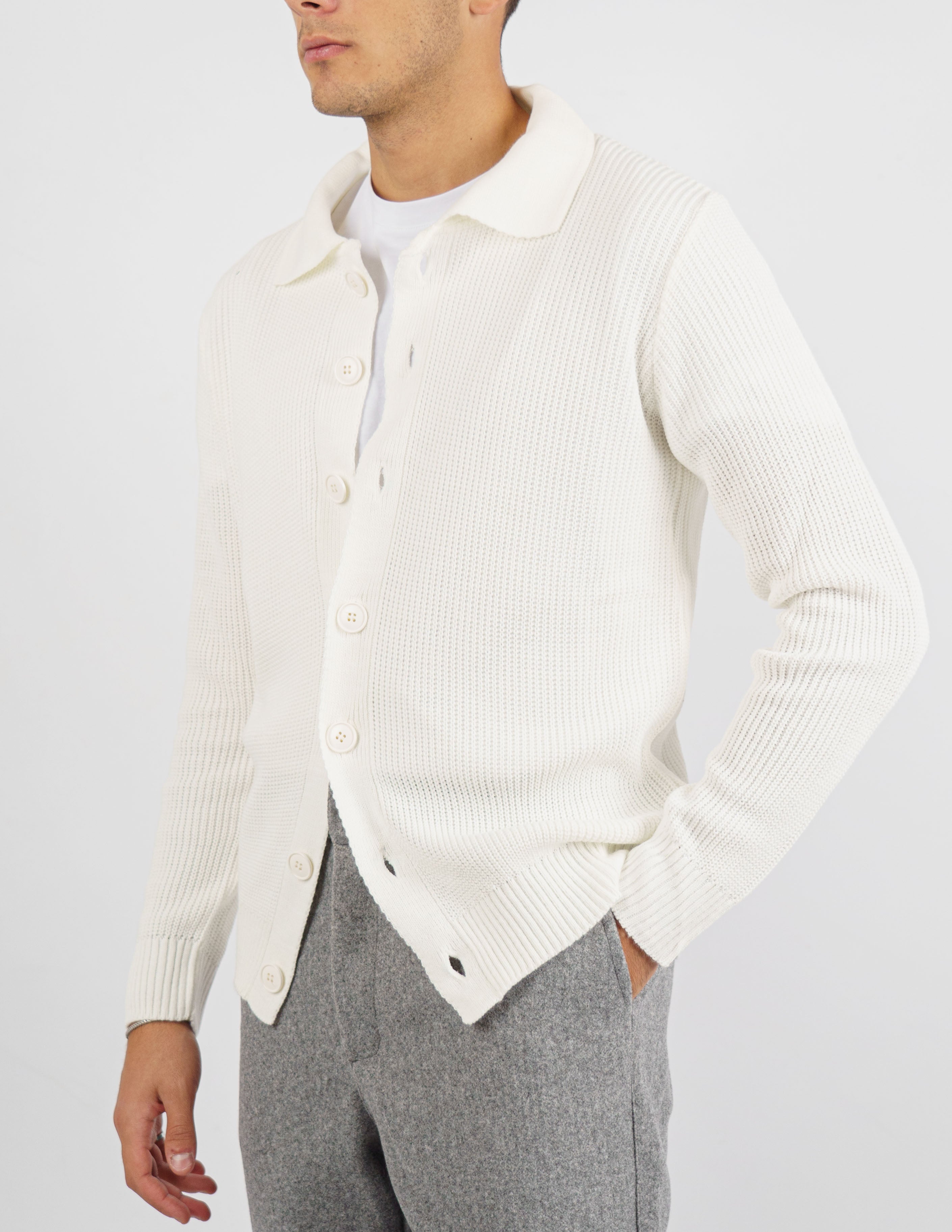 cardigan manica lunga colletto polo