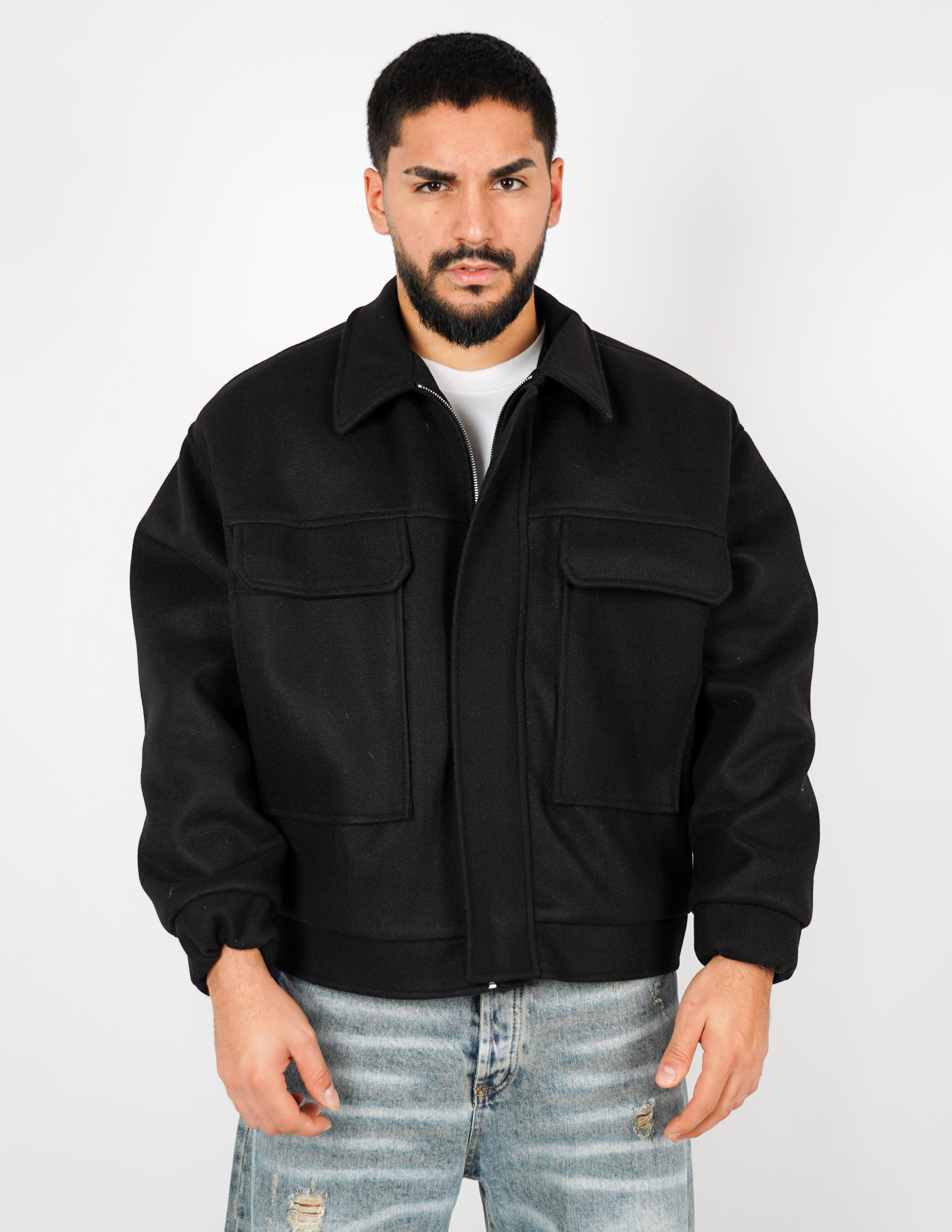 cappottino corto oversize con tasche