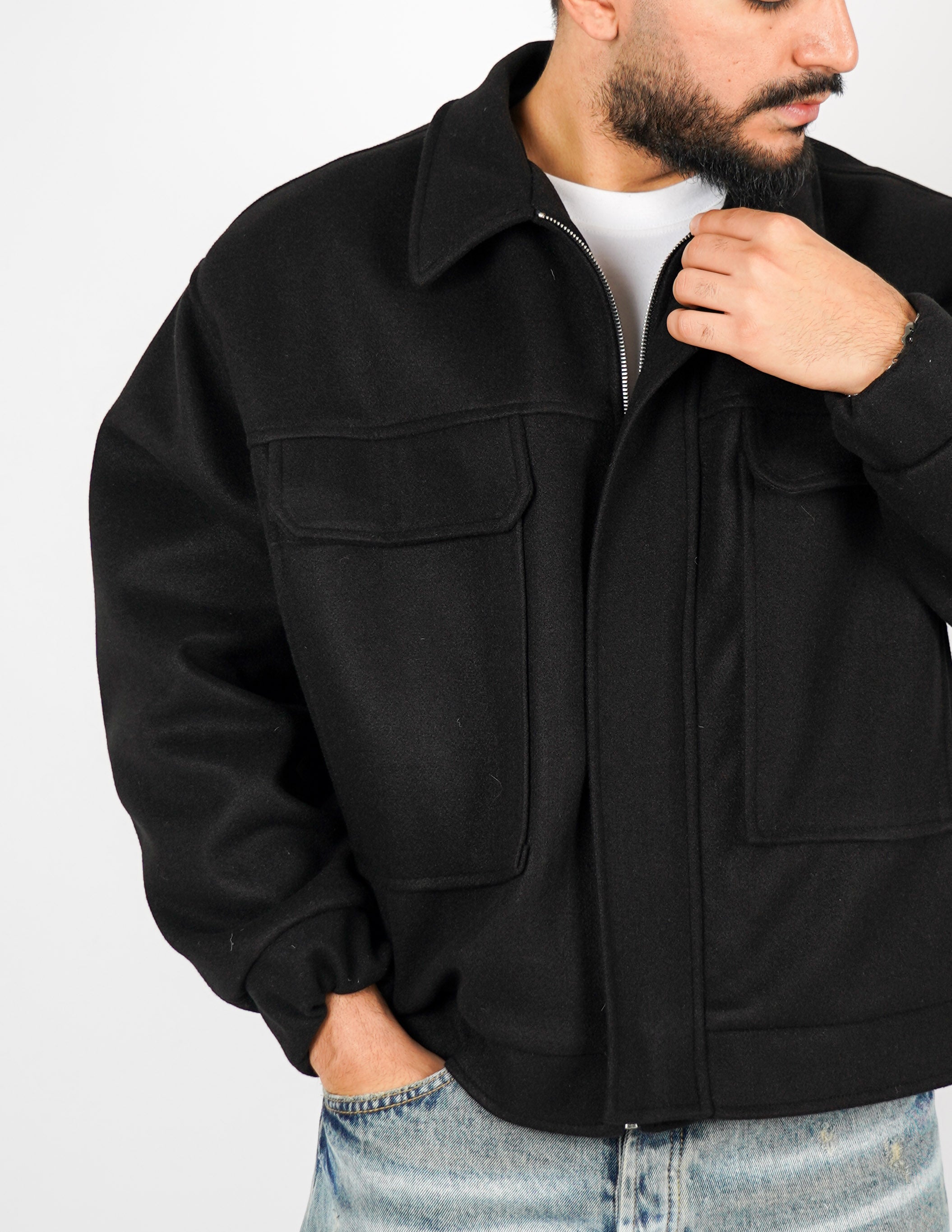 cappottino corto oversize con tasche