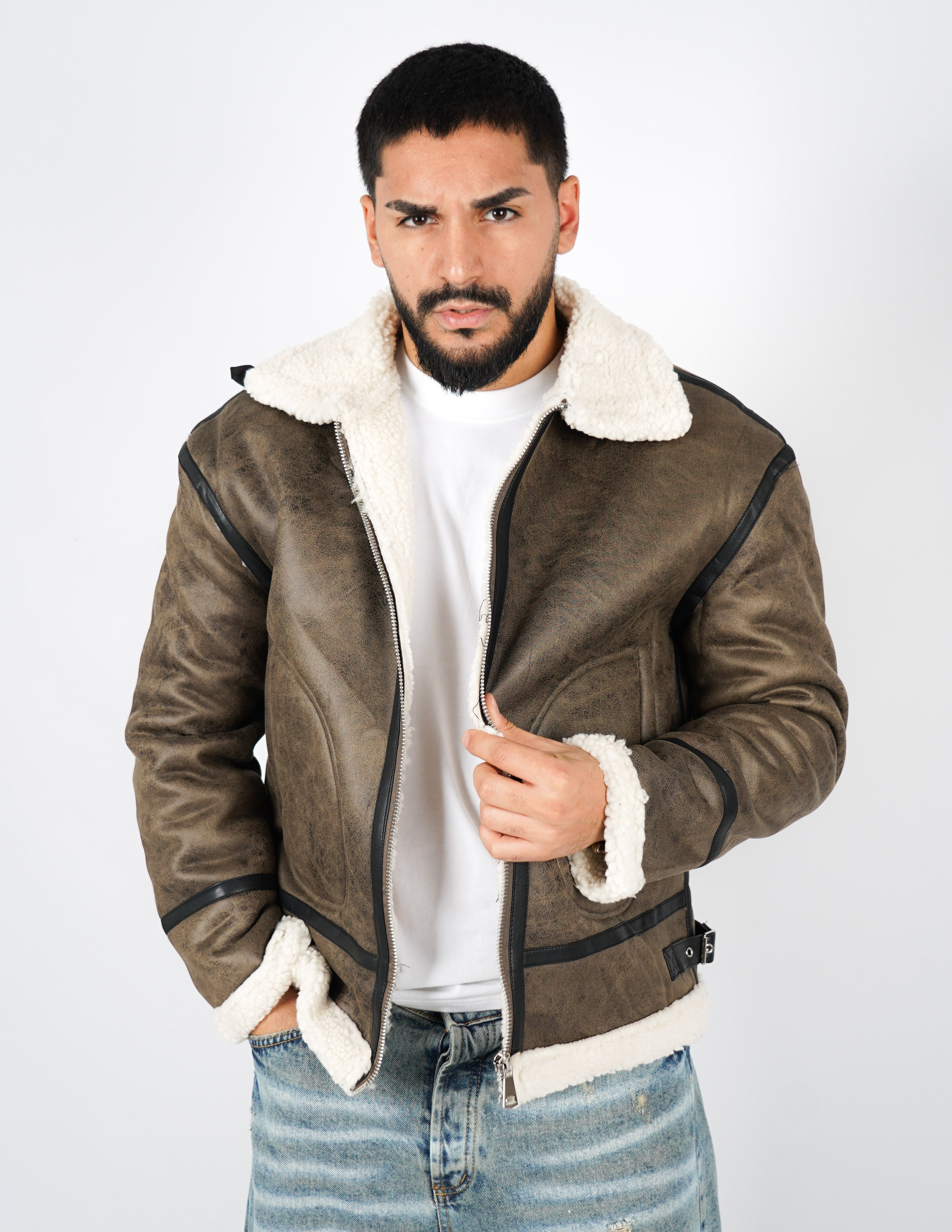 giubbino uomo combinato ecopelle