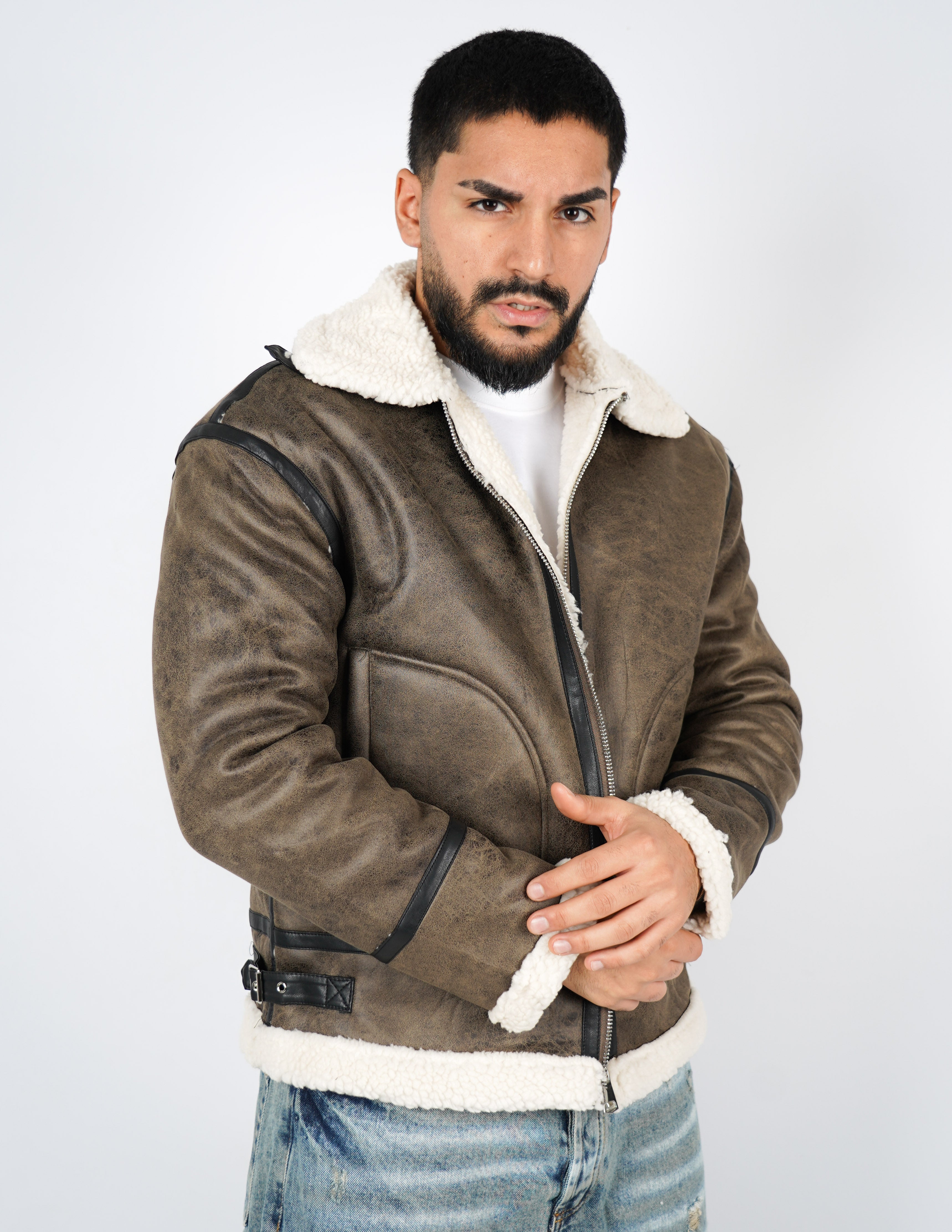 giubbino uomo combinato ecopelle