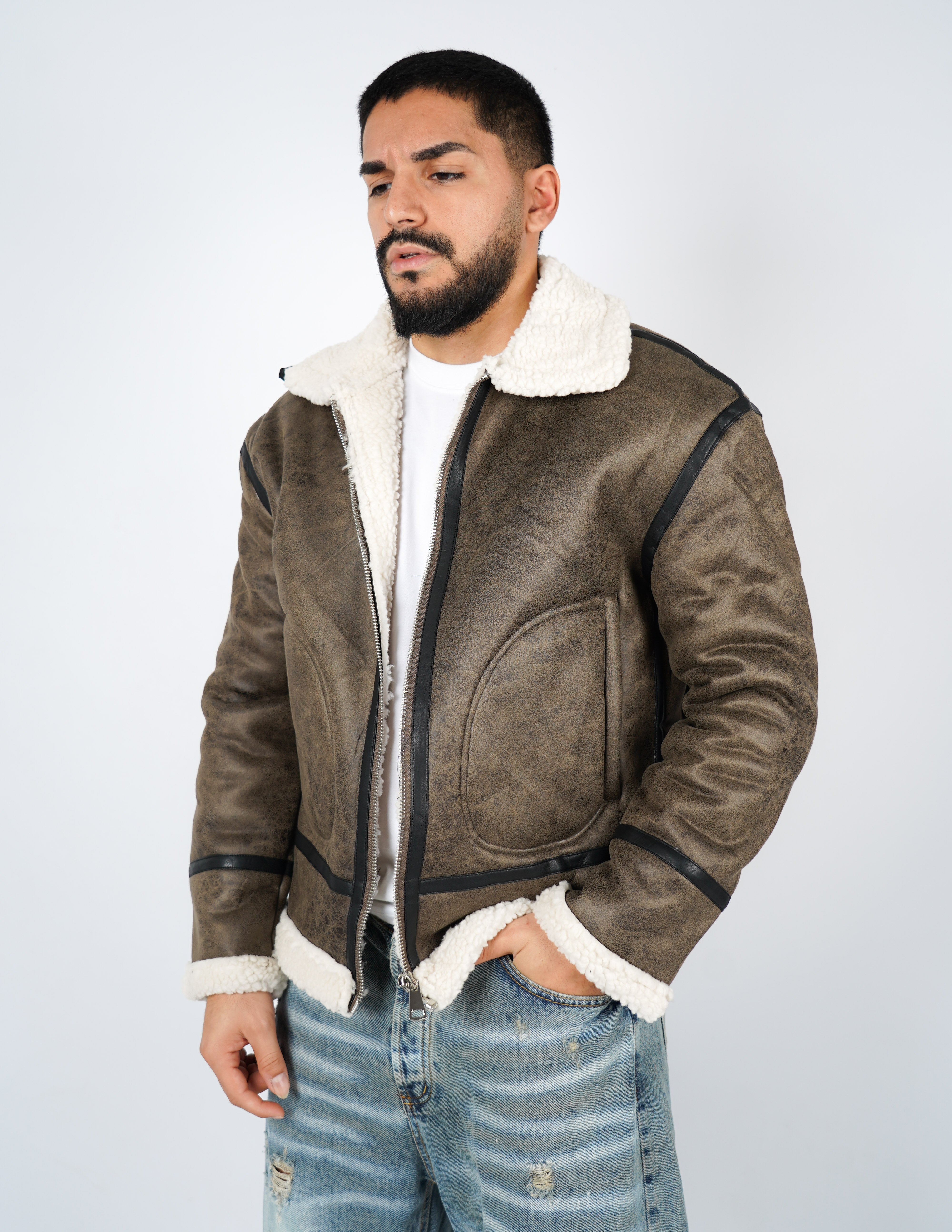 giubbino uomo combinato ecopelle