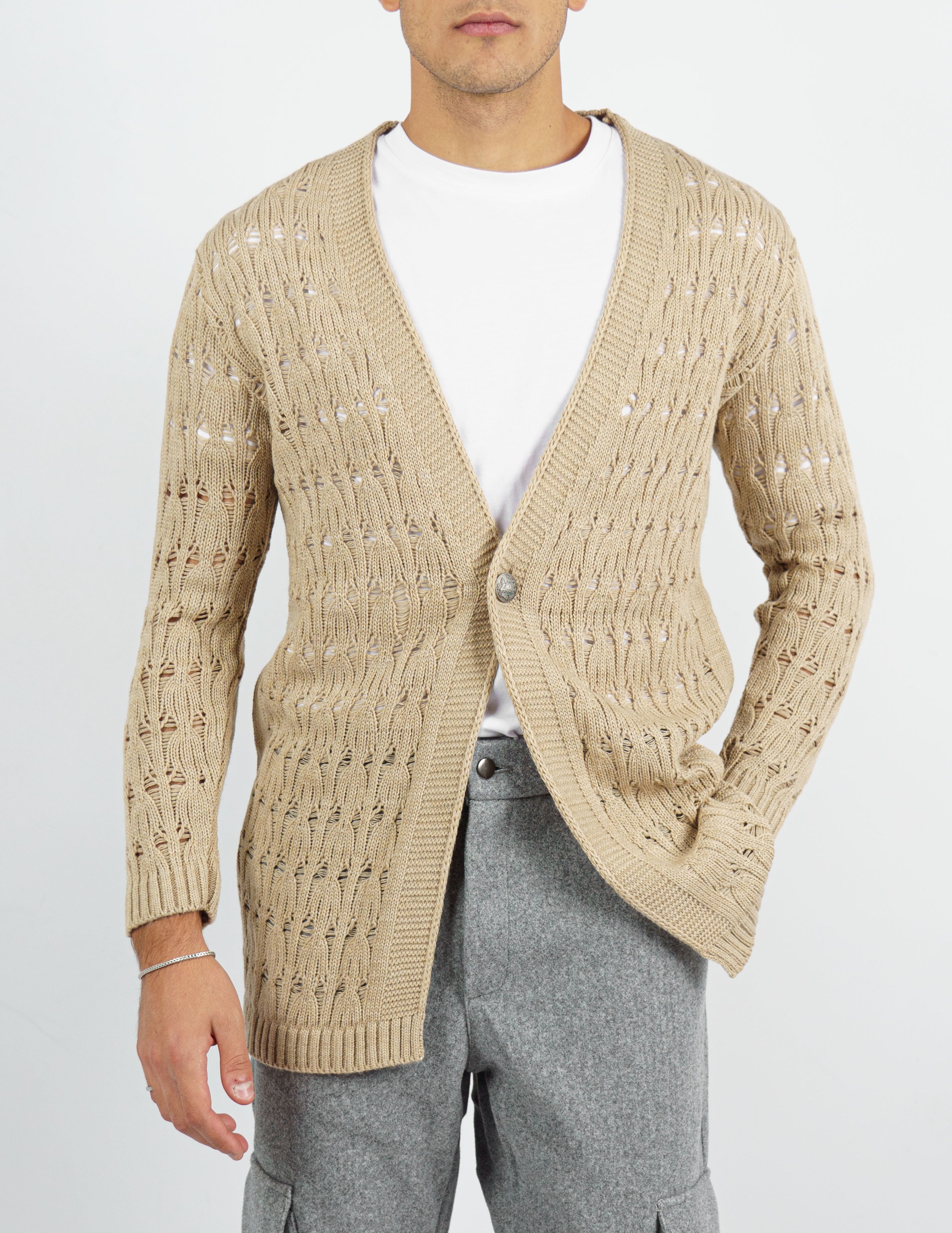 Cardigan uomo strutturato con unico bottone