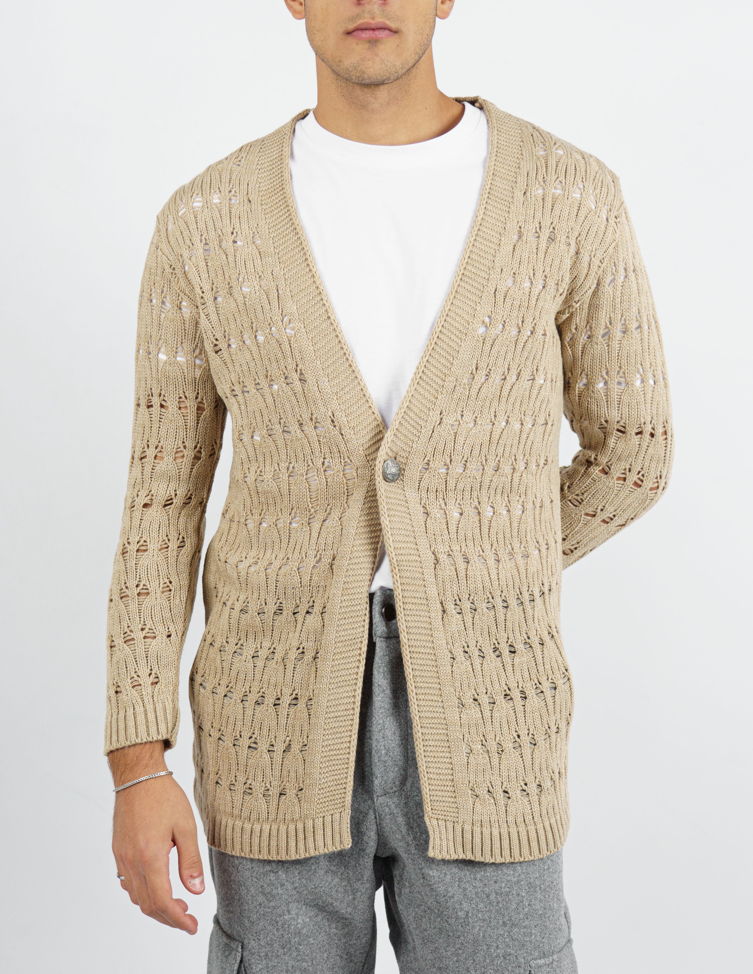 Cardigan uomo strutturato con unico bottone