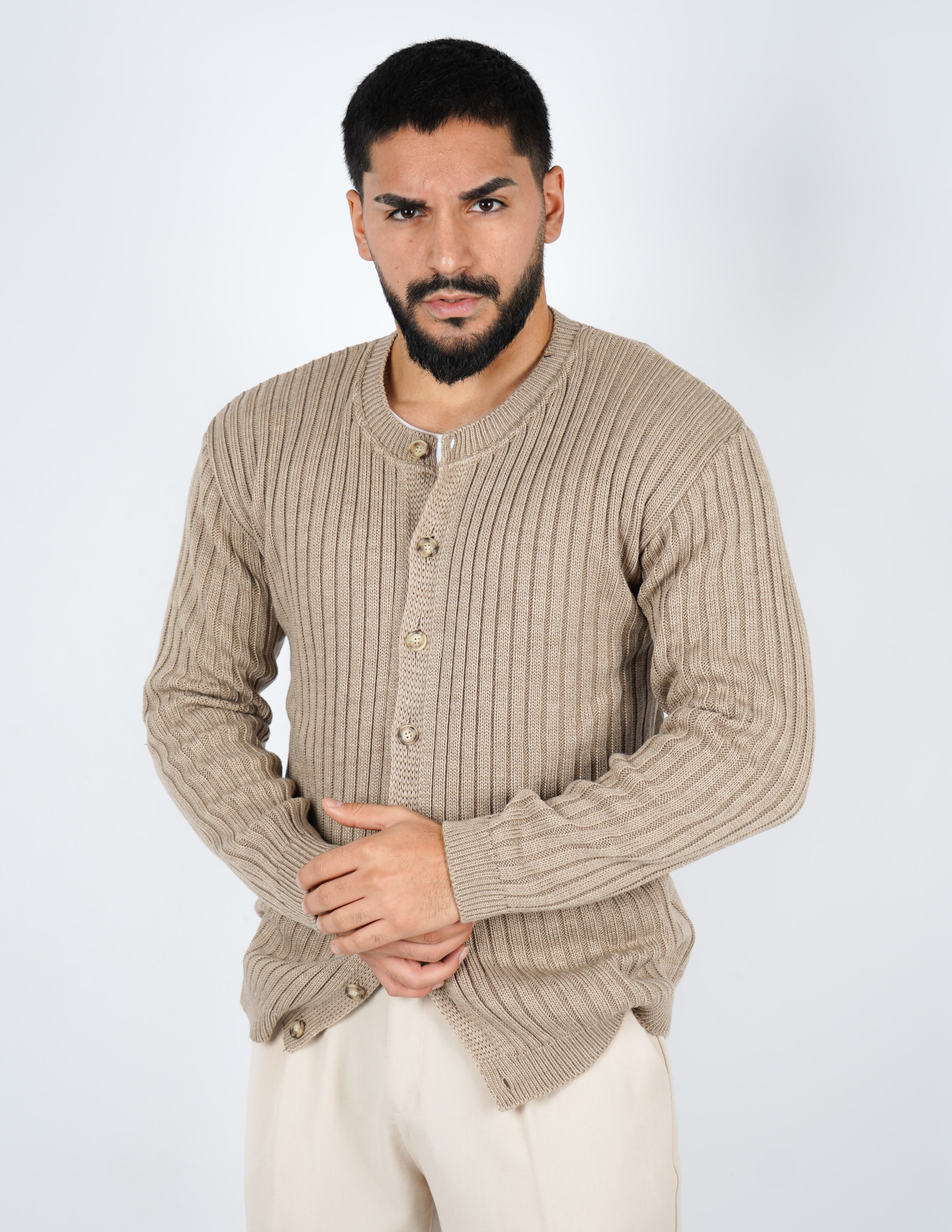 cardigan con bottoni a coste