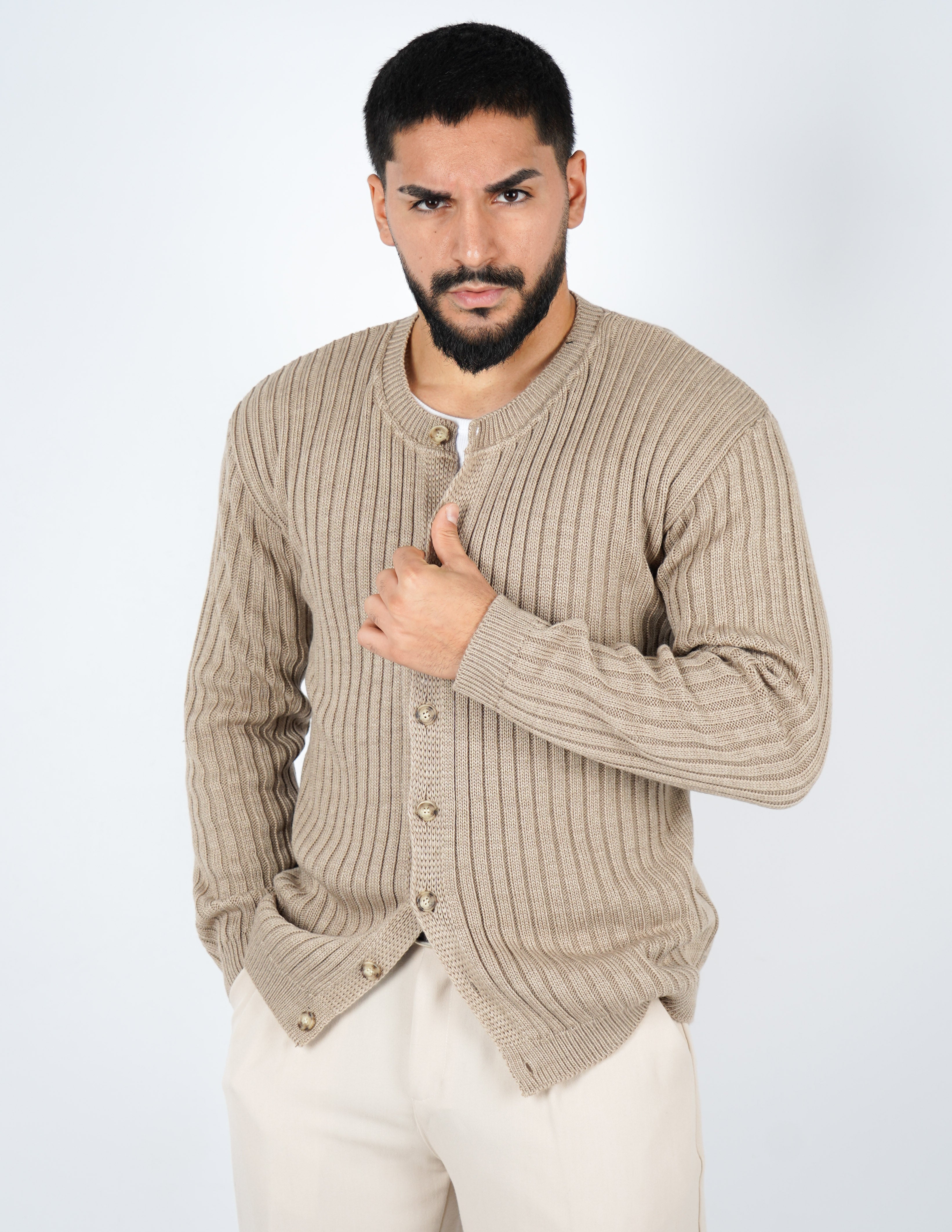 cardigan con bottoni a coste