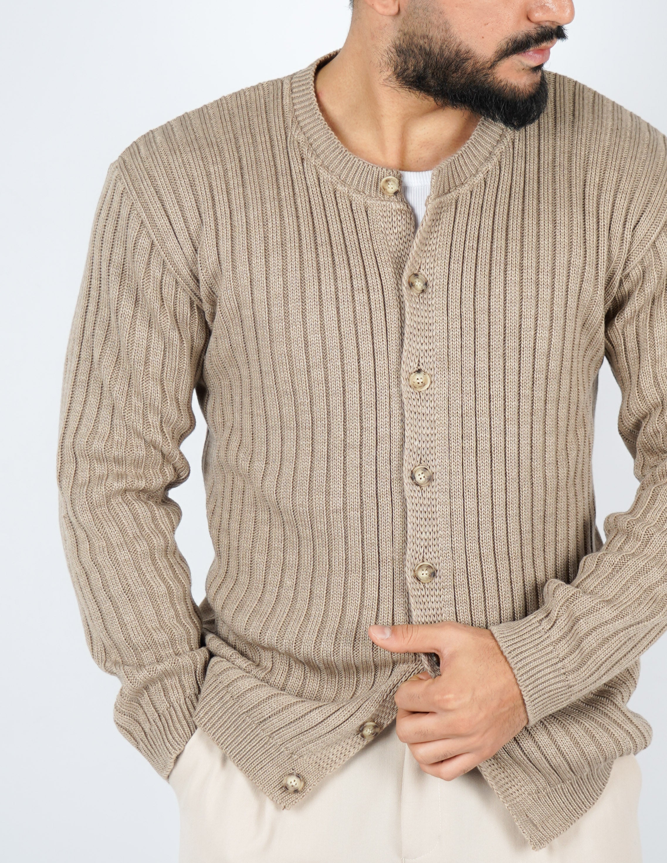 cardigan con bottoni a coste