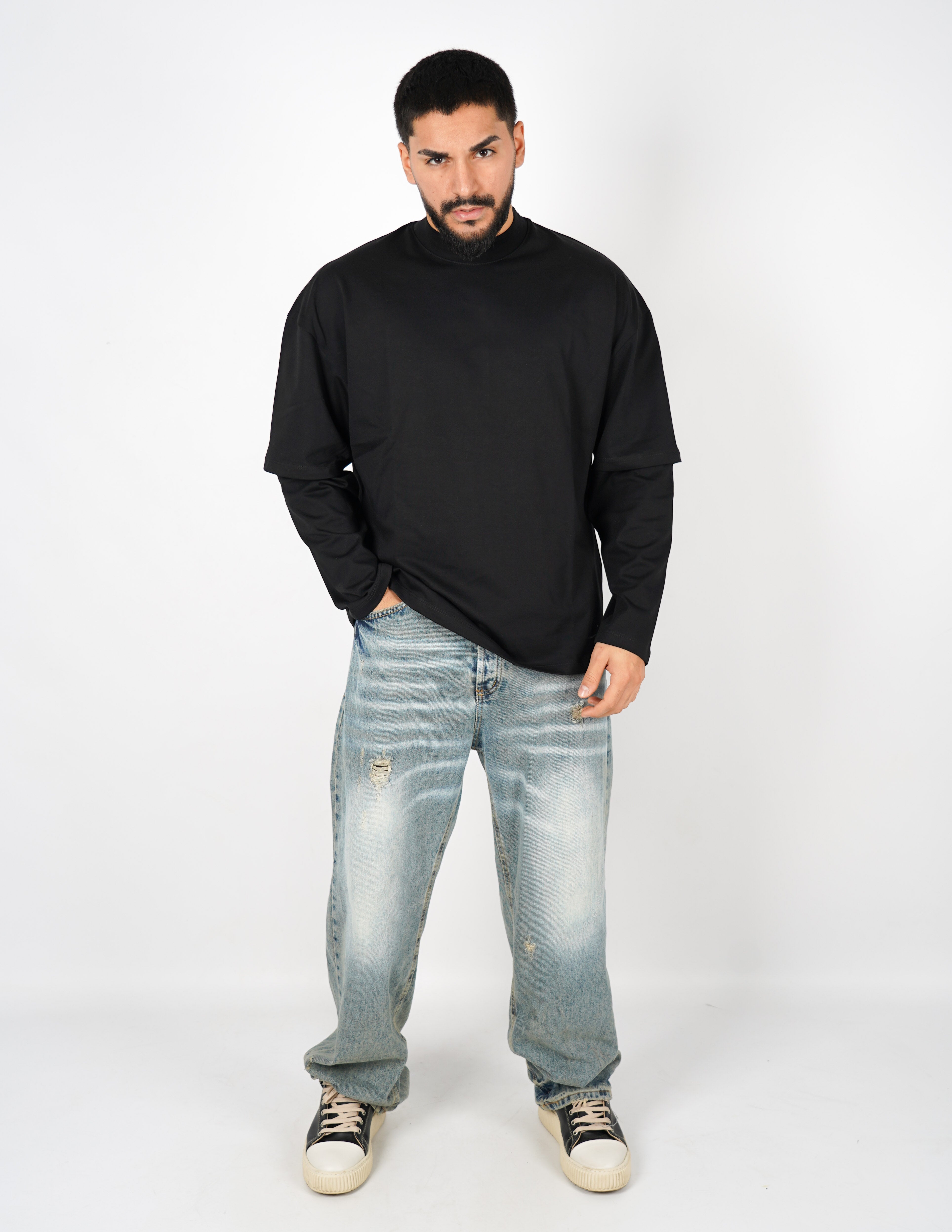 LONG SHIRT IN COTONE TINTA UNITA