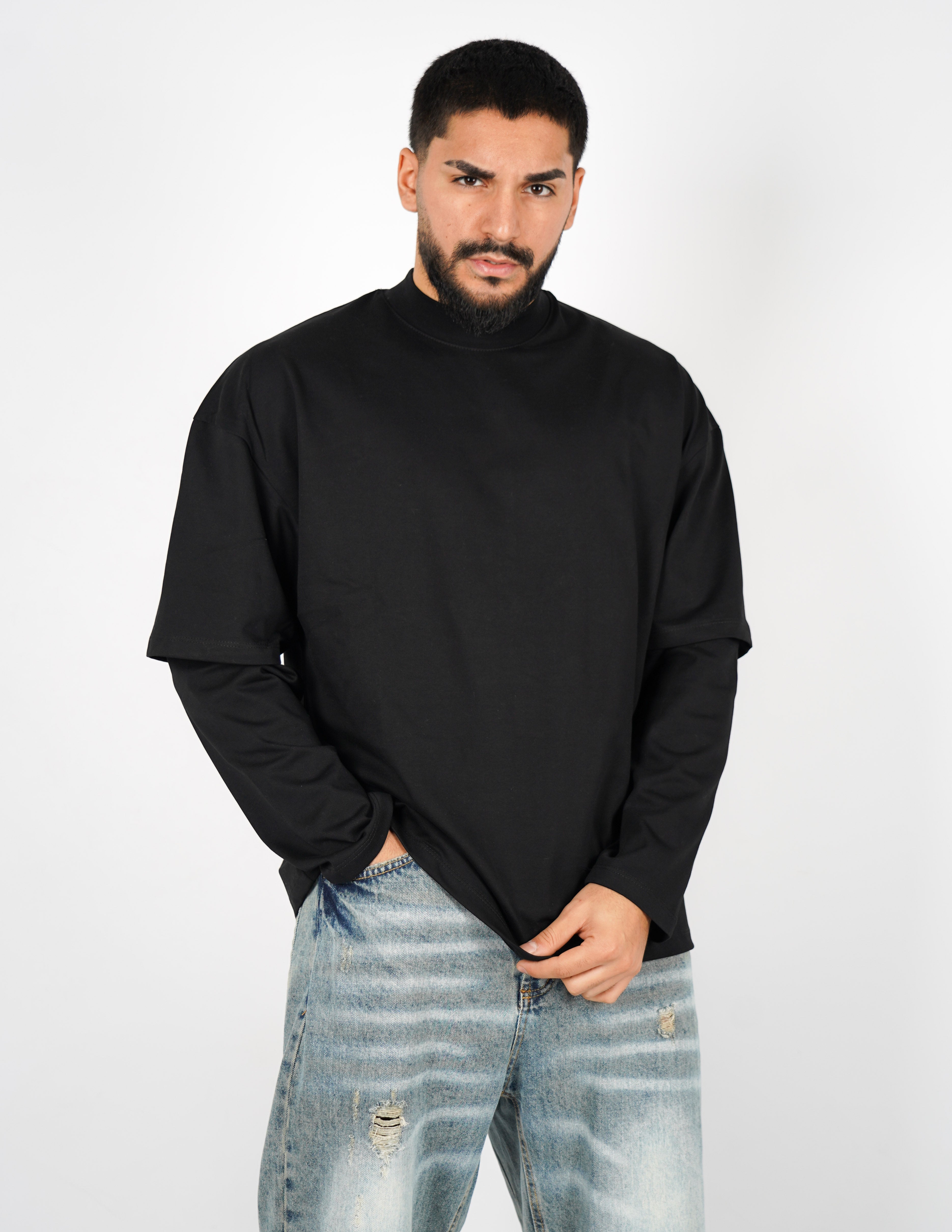 LONG SHIRT IN COTONE TINTA UNITA