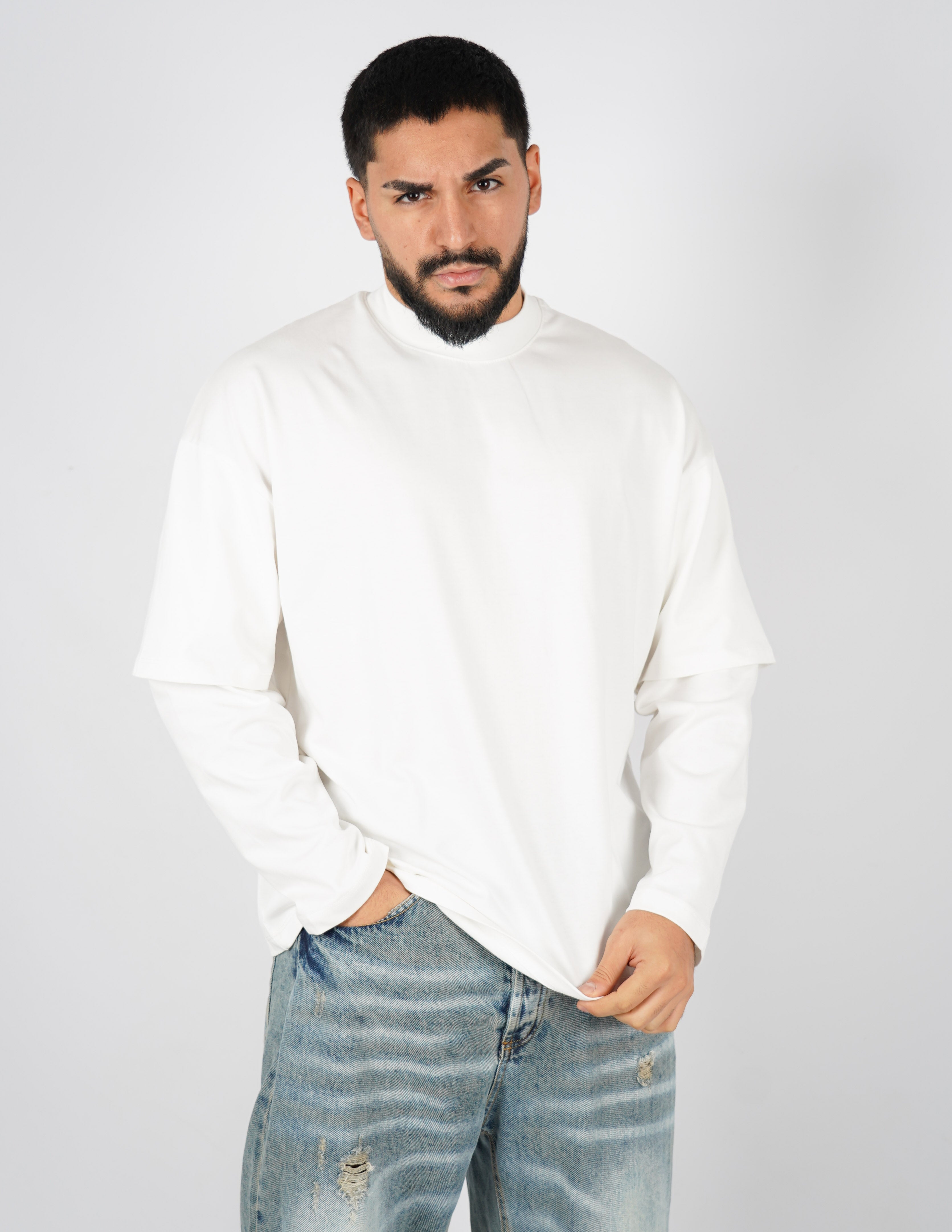 LONG SHIRT IN COTONE TINTA UNITA