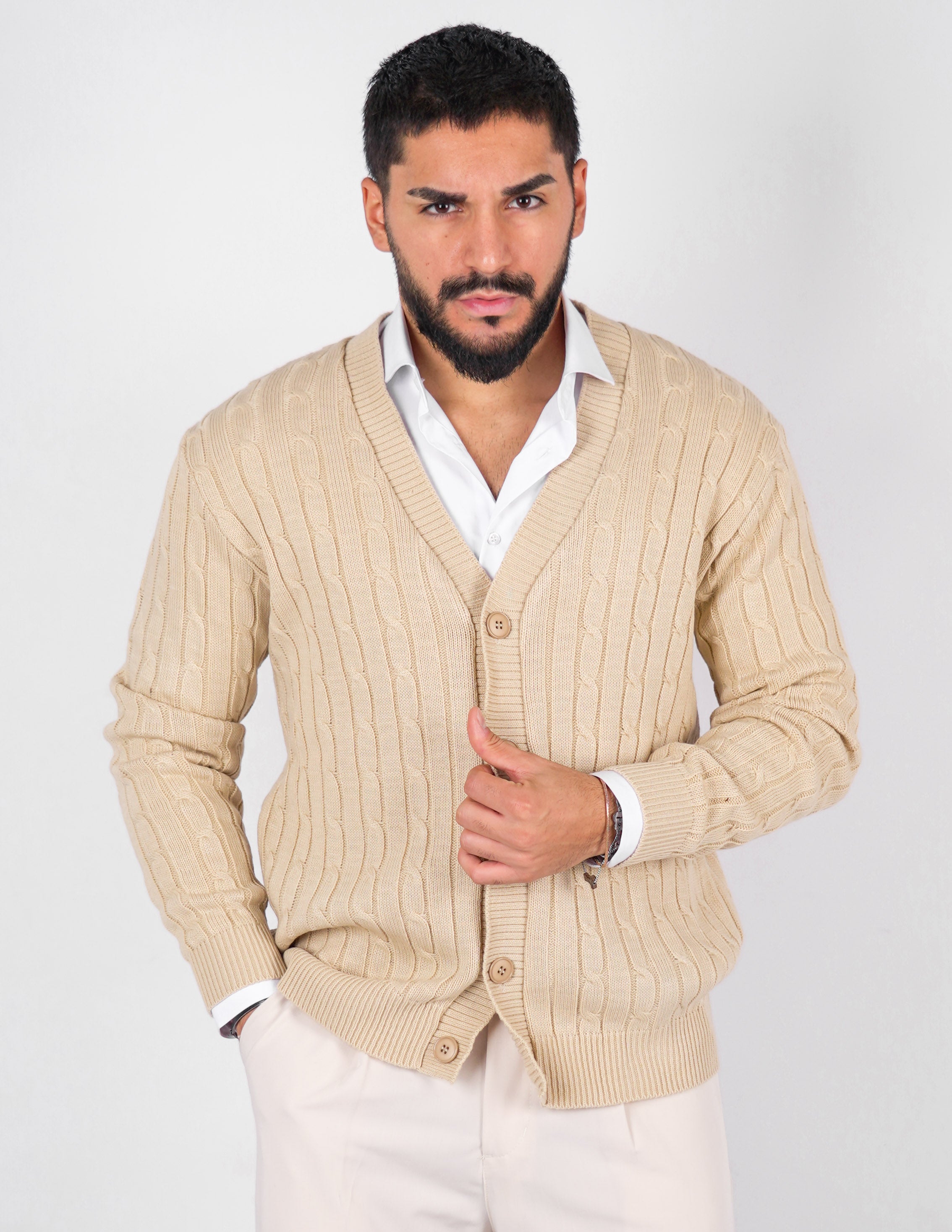 Cardigan strutturato a treccia
