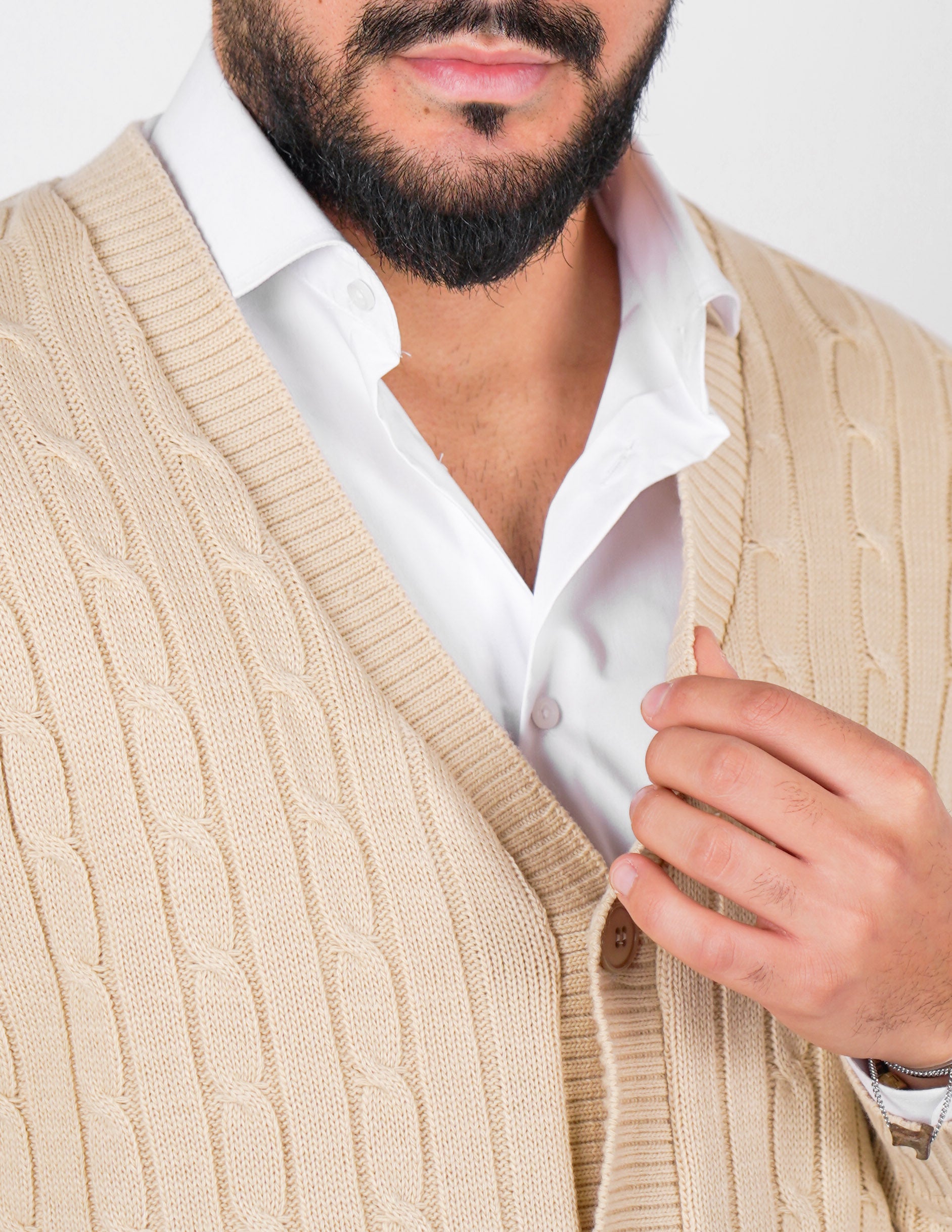 Cardigan strutturato a treccia