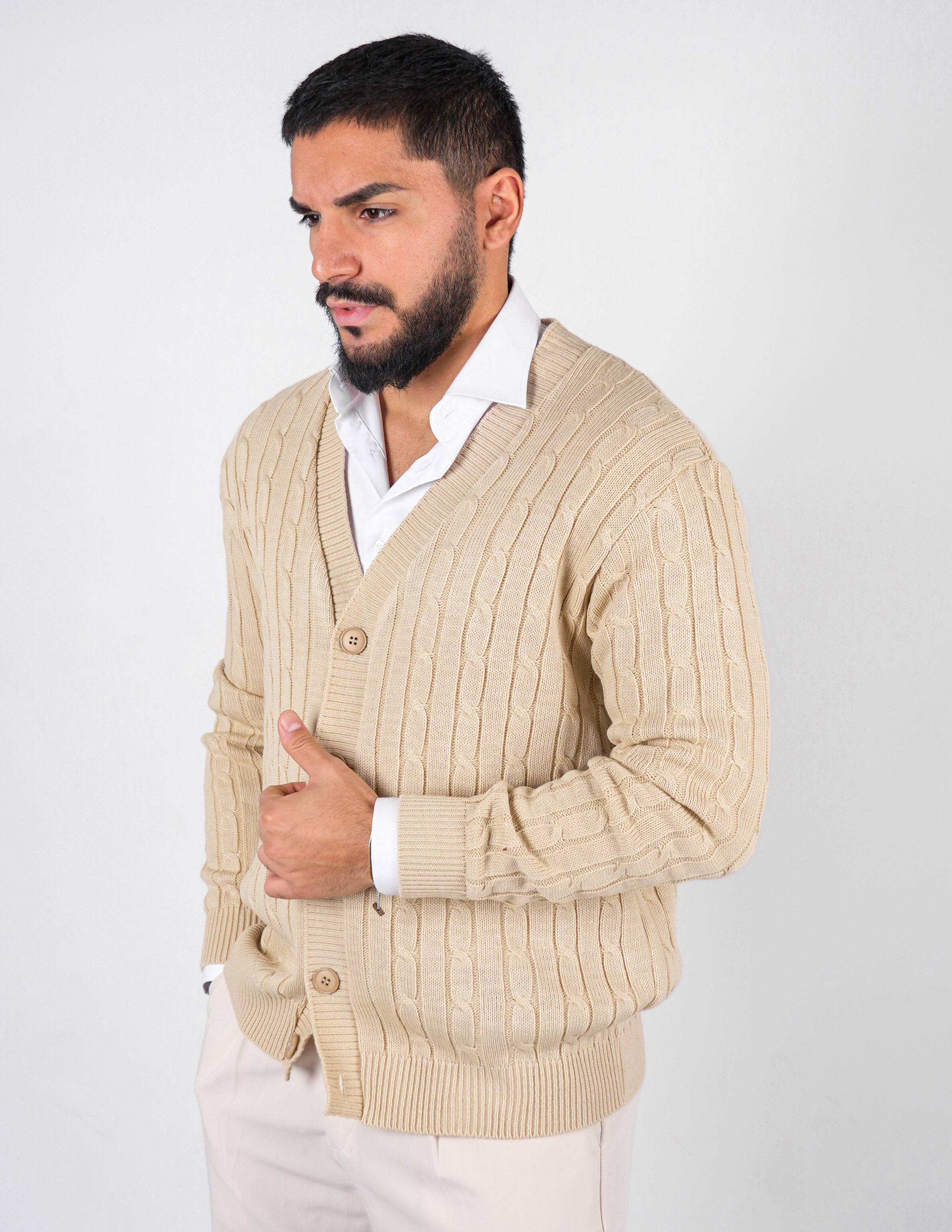 Cardigan strutturato a treccia