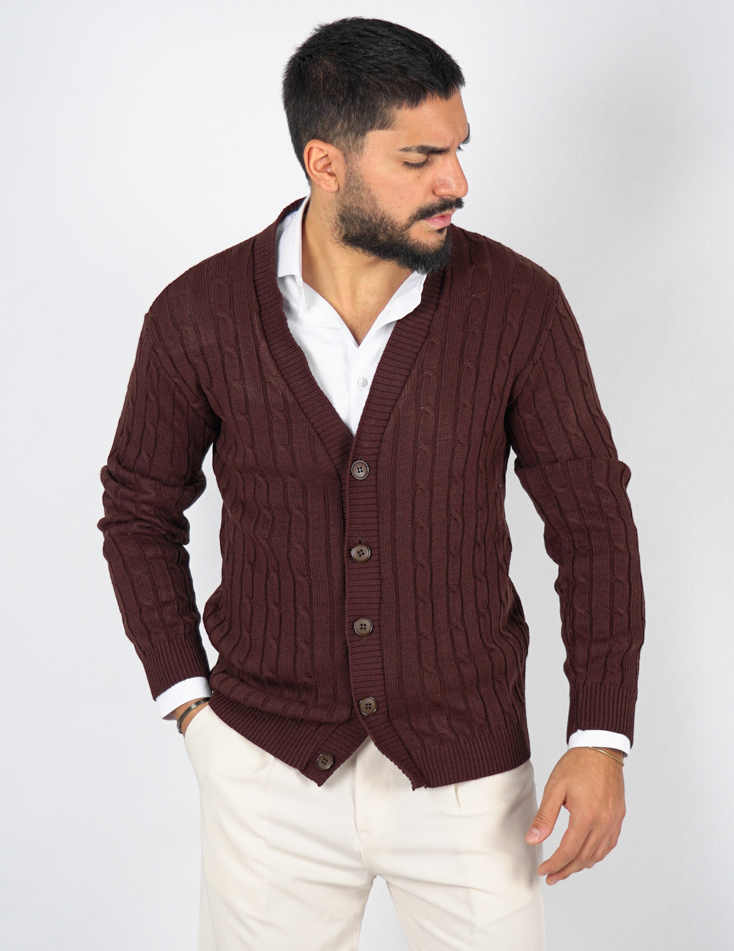 Cardigan strutturato a treccia