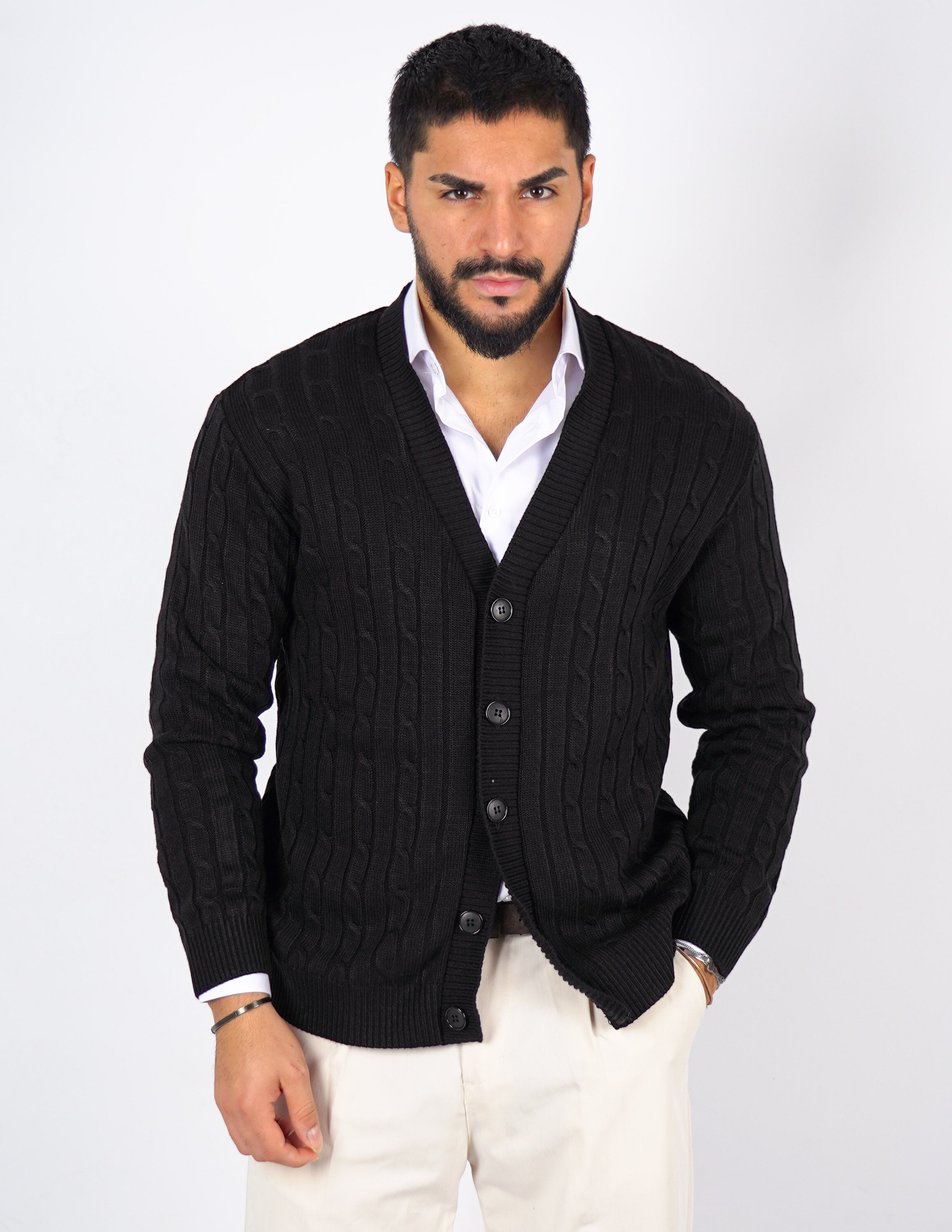 Cardigan strutturato a treccia