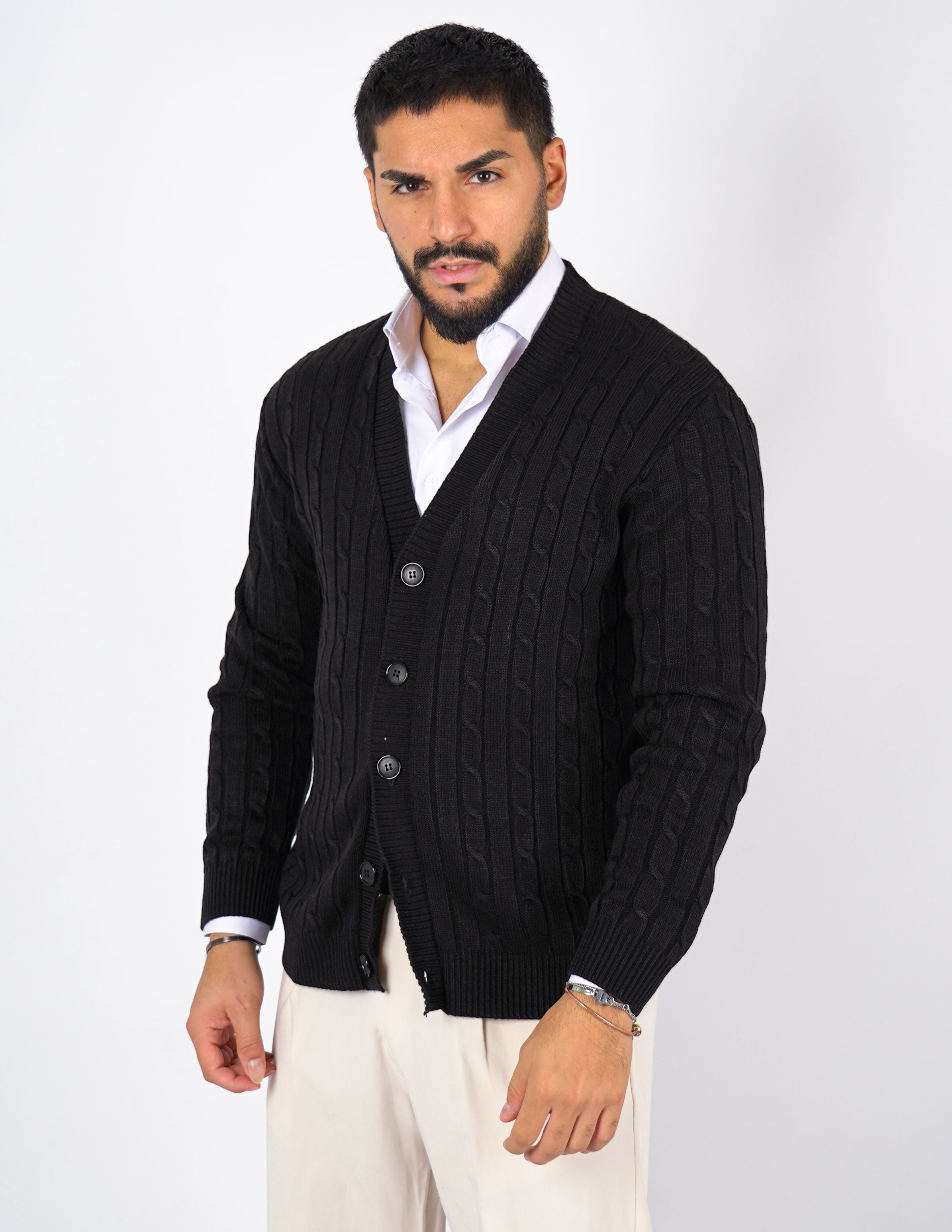 Cardigan strutturato a treccia