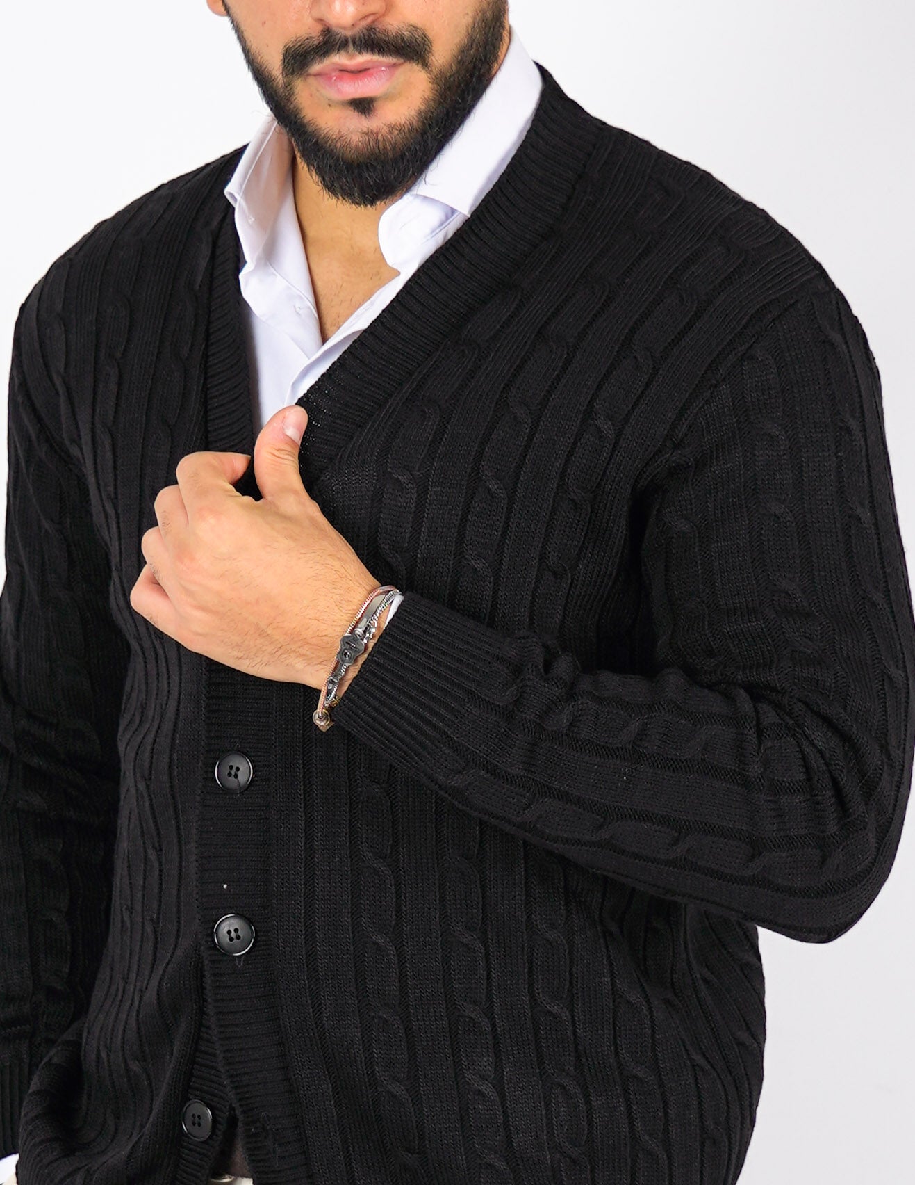 Cardigan strutturato a treccia