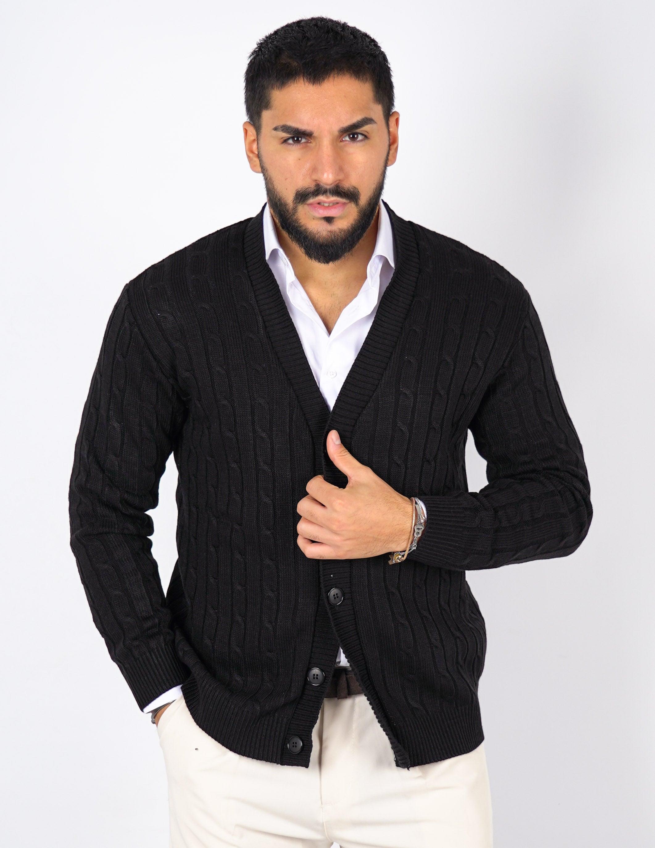 Cardigan strutturato a treccia