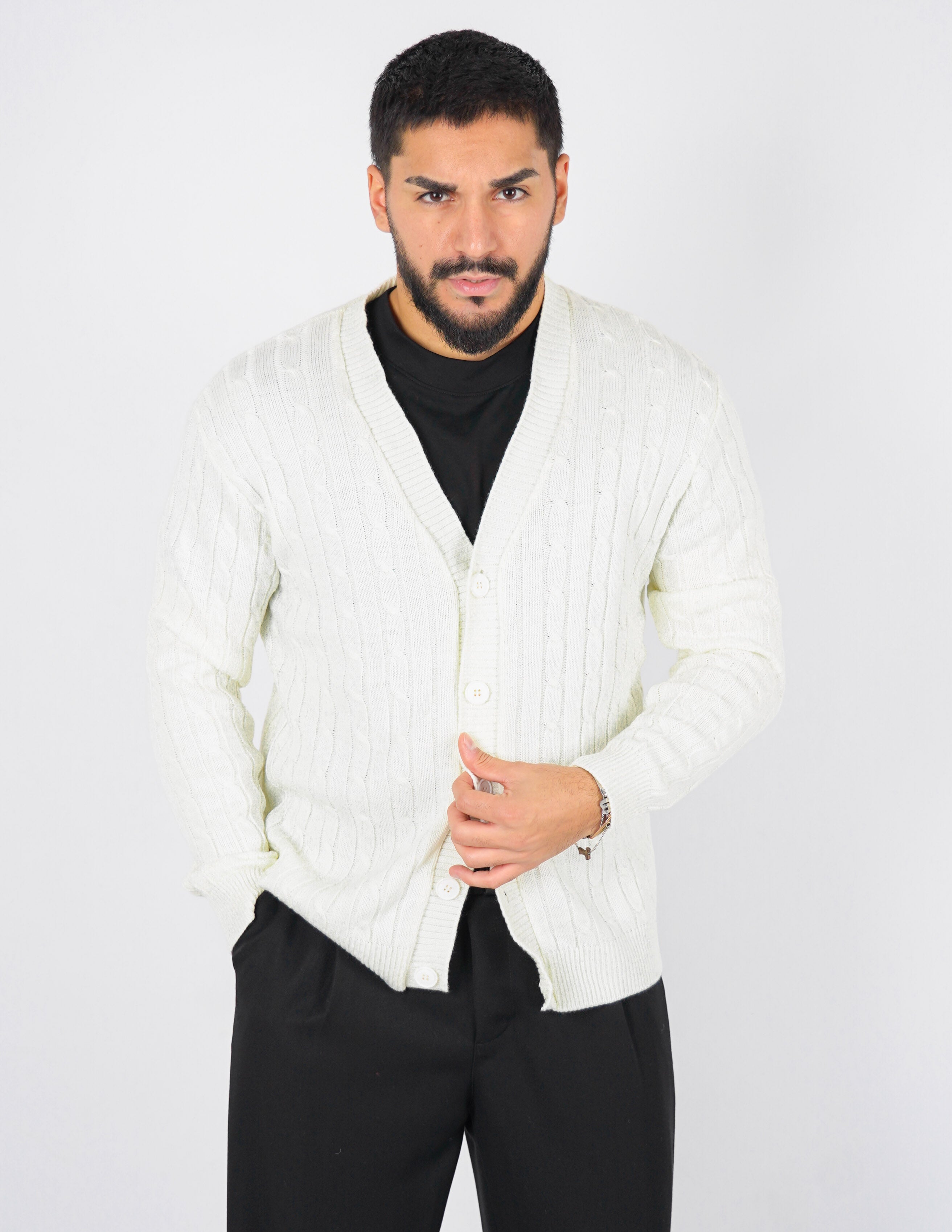 Cardigan strutturato a treccia
