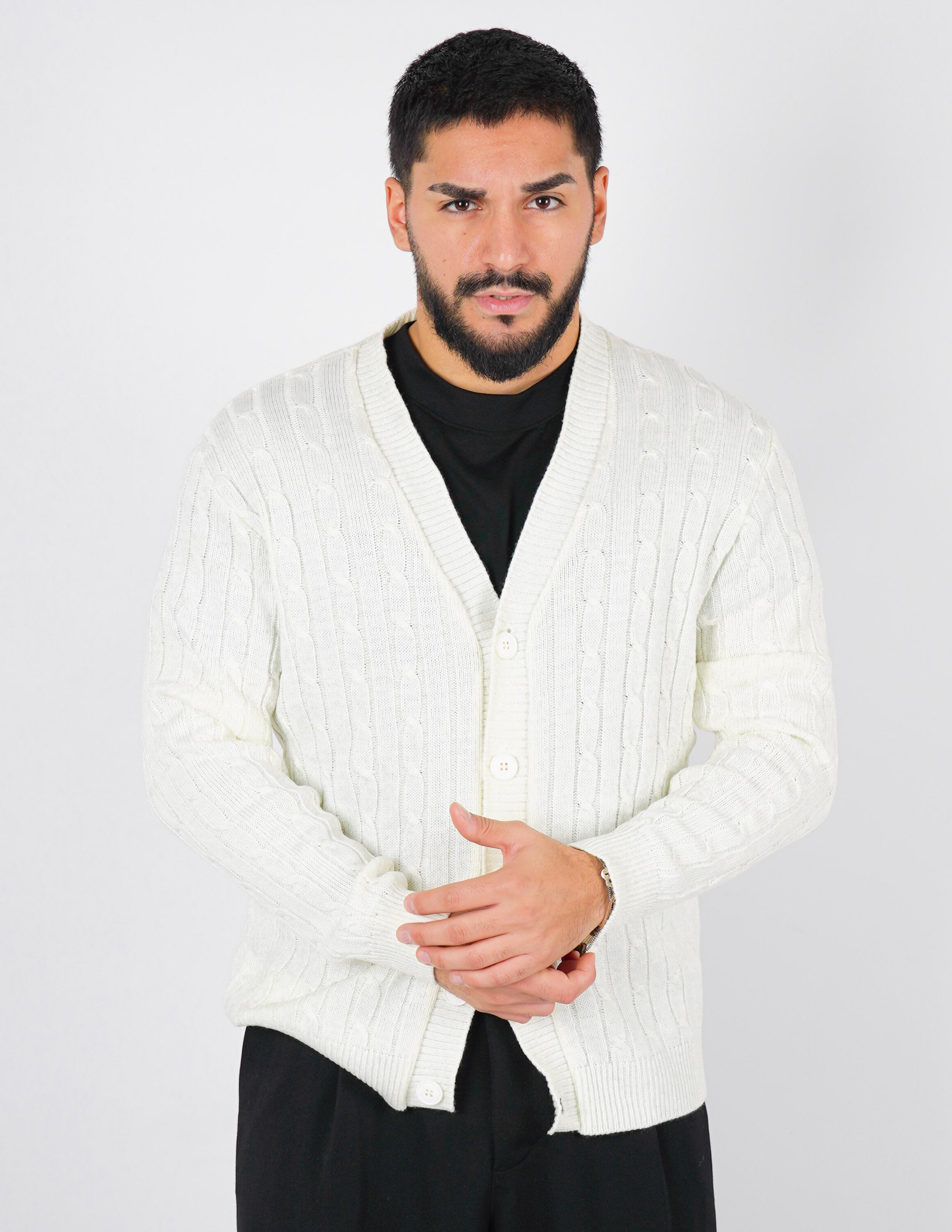 Cardigan strutturato a treccia