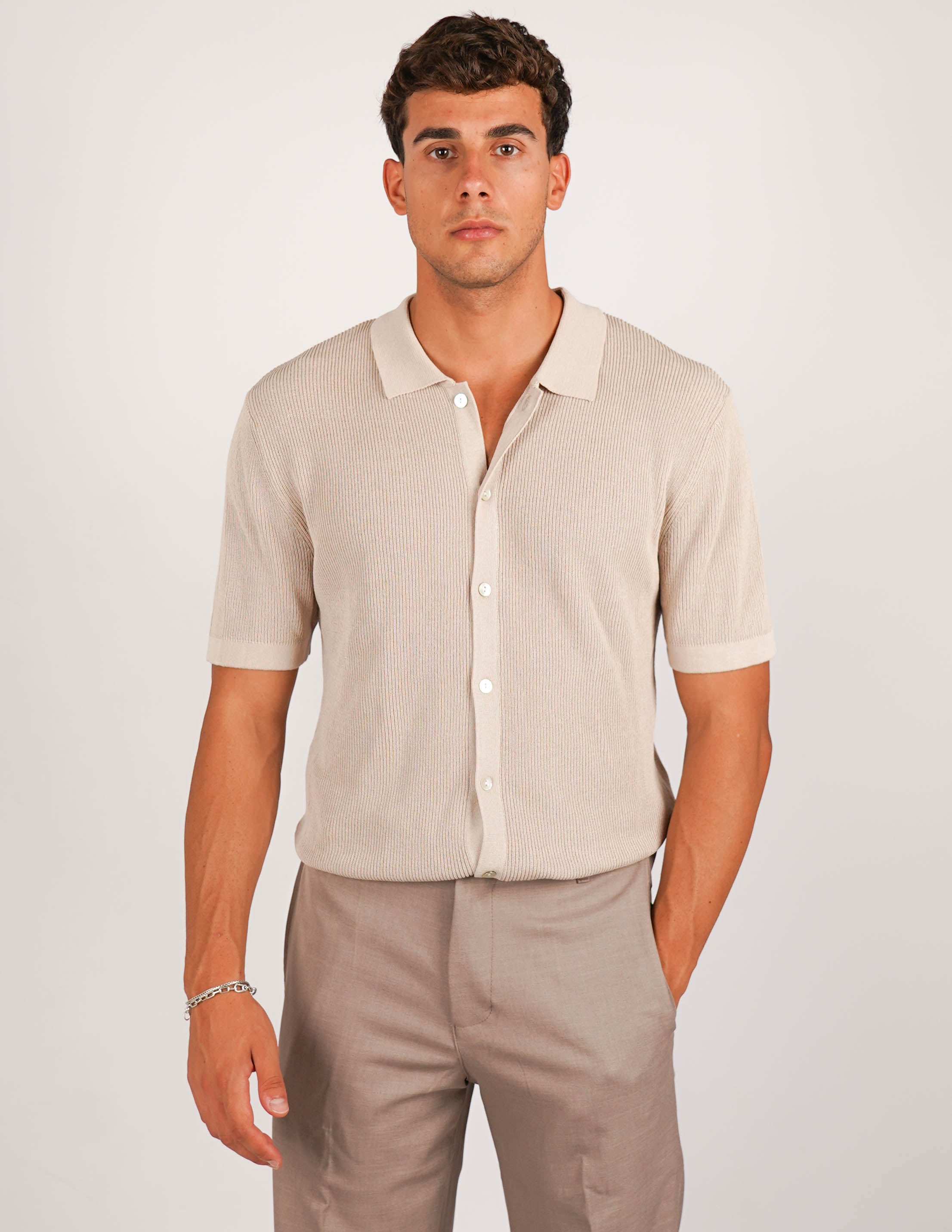 CAMICIA IN MAGLIA CON COLLO POLO