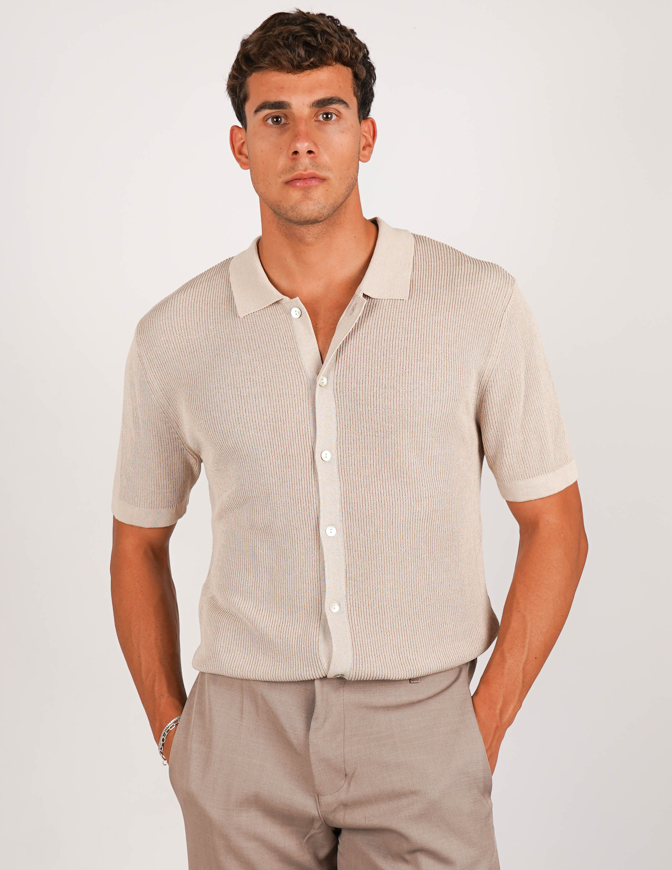 CAMICIA IN MAGLIA CON COLLO POLO