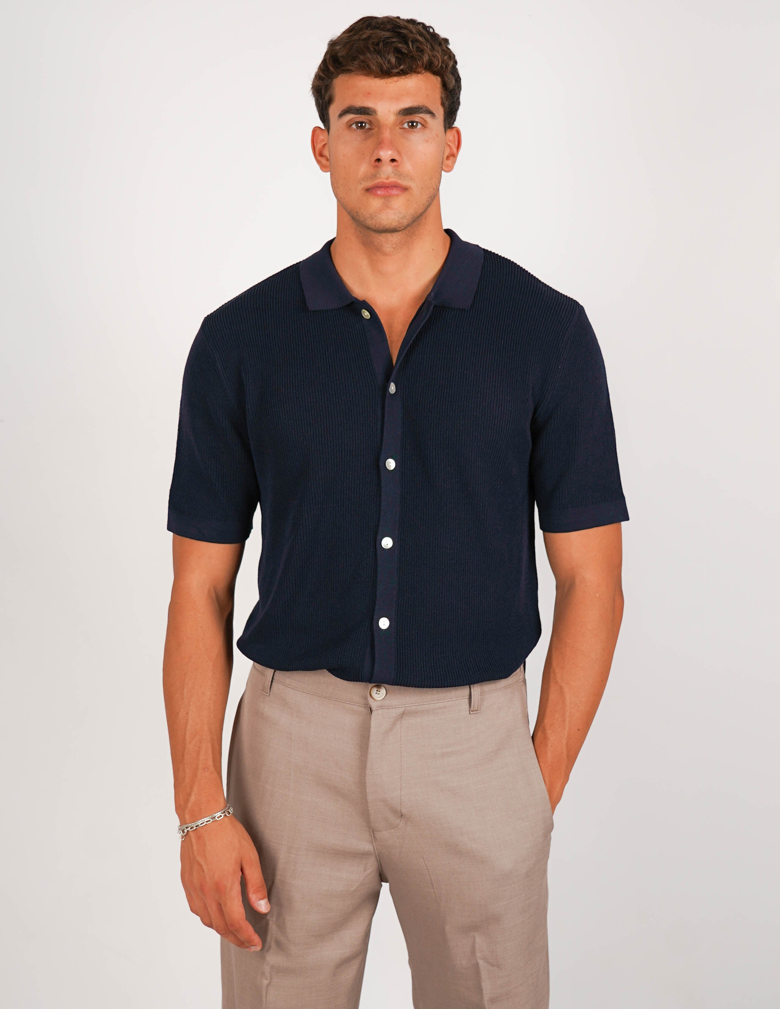 CAMICIA IN MAGLIA CON COLLO POLO