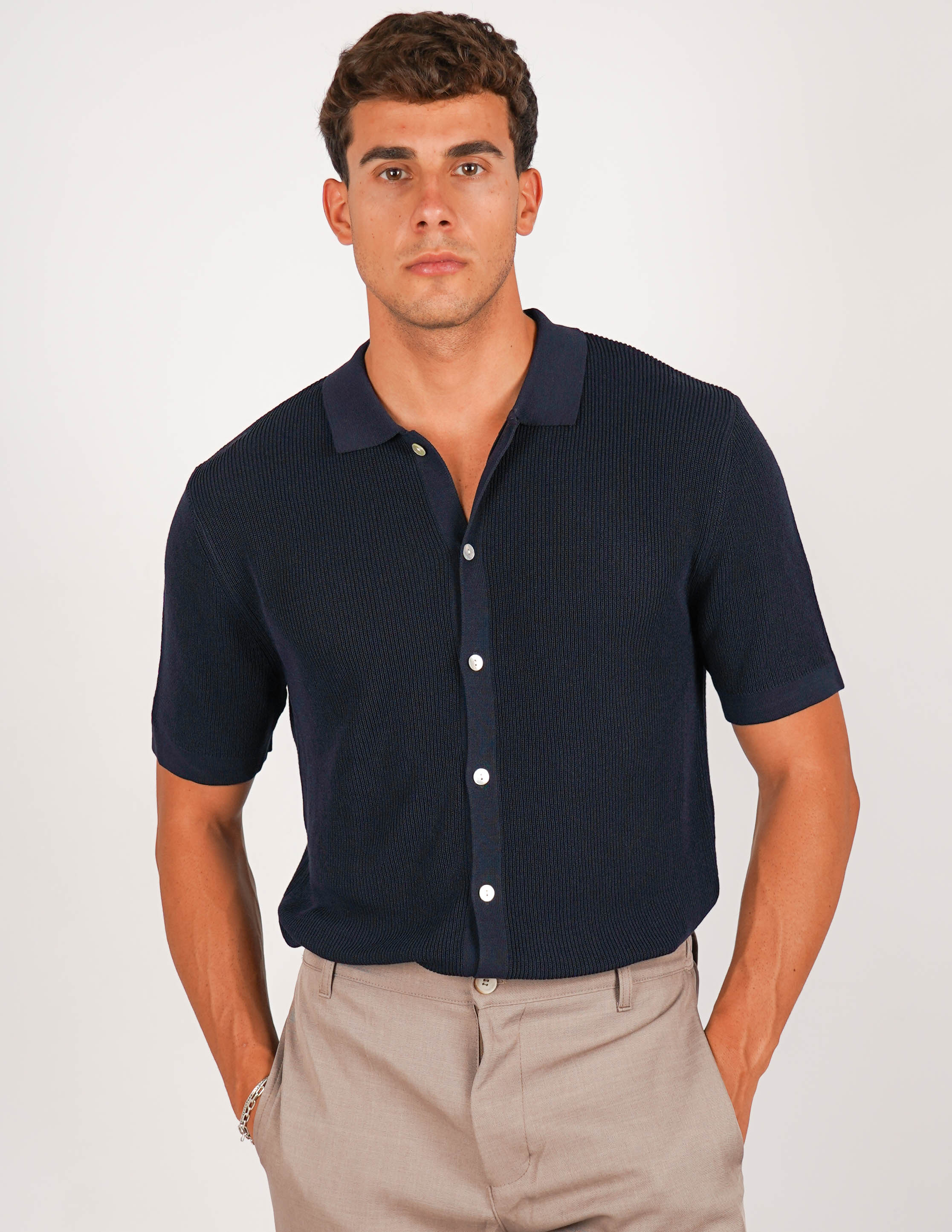 CAMICIA IN MAGLIA CON COLLO POLO
