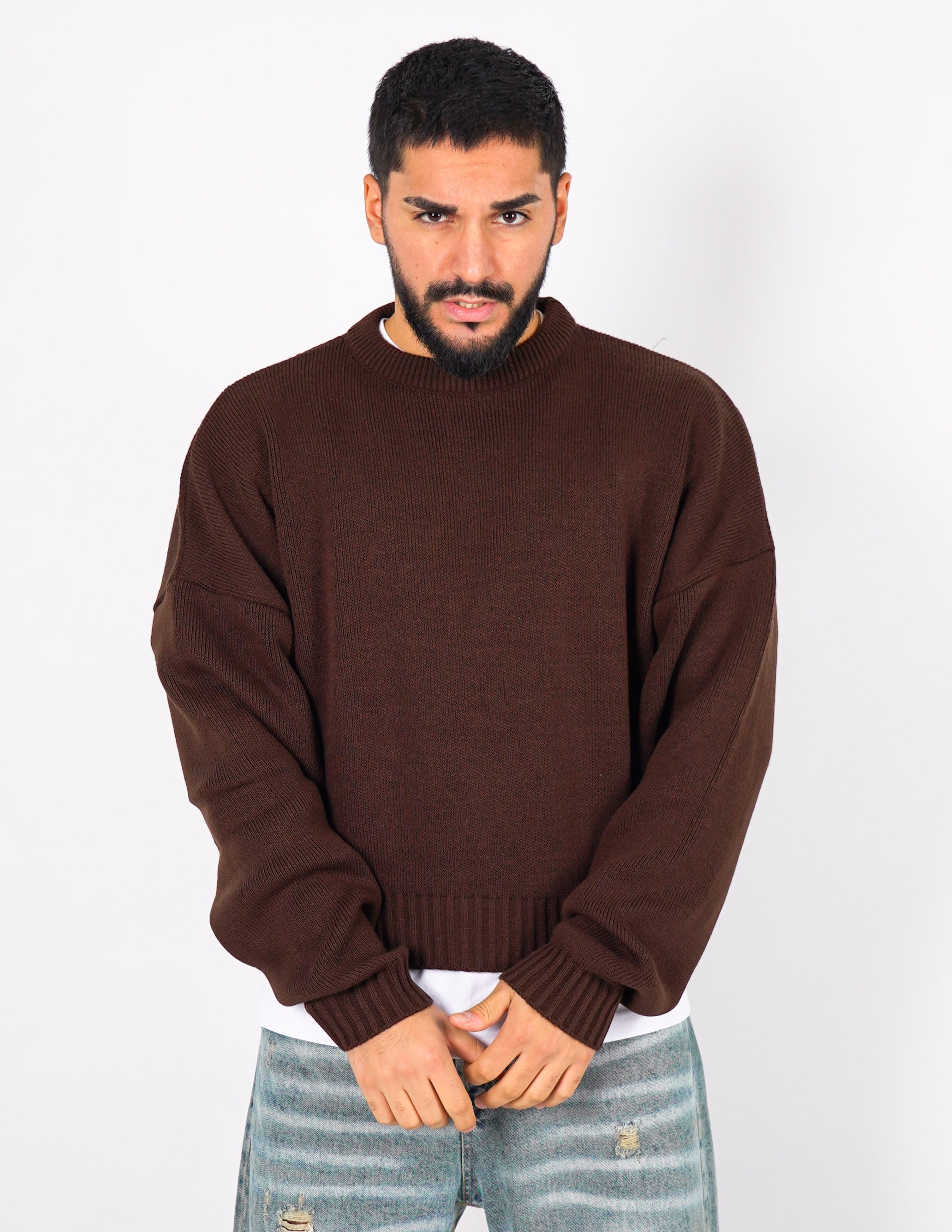 Maglione crop in lana