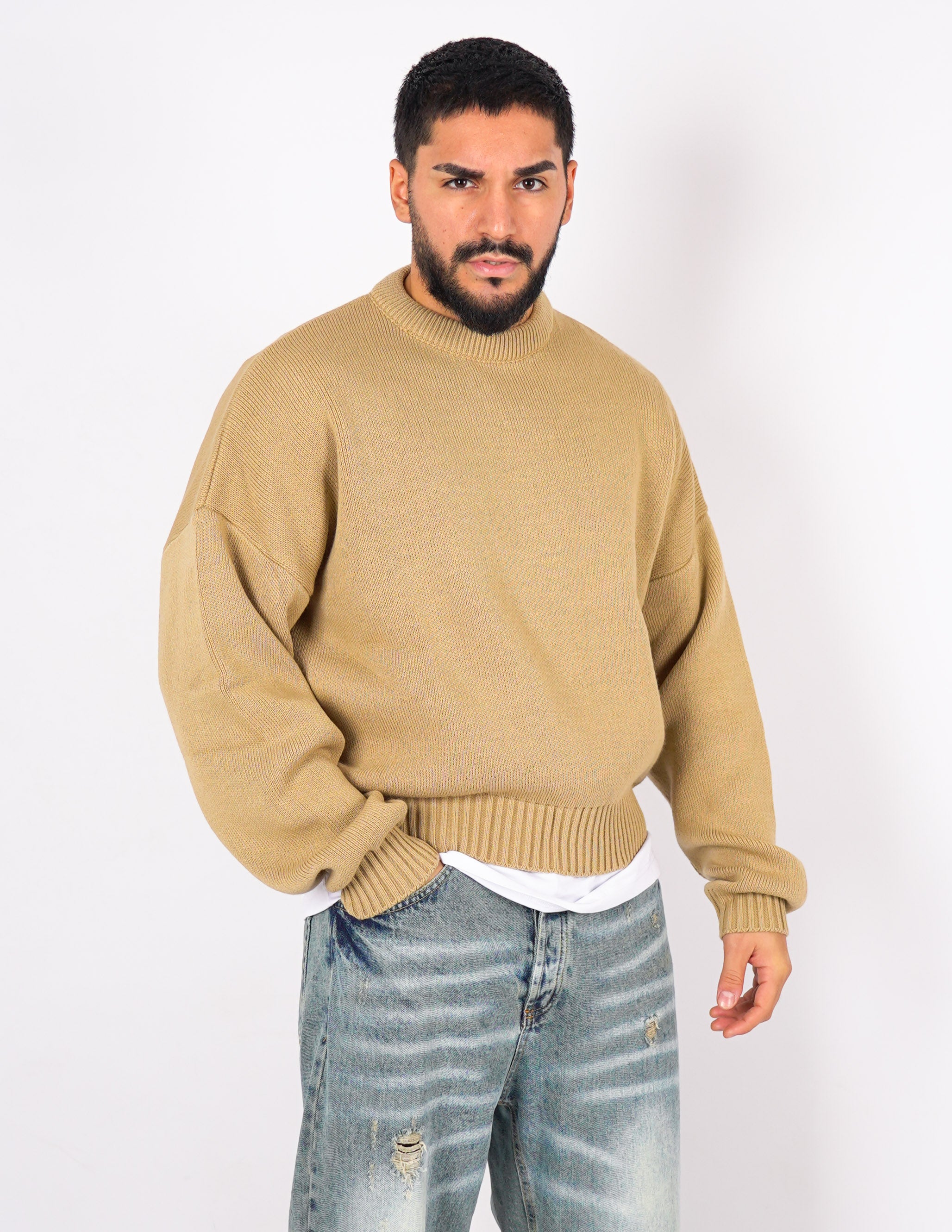 Maglione crop in lana