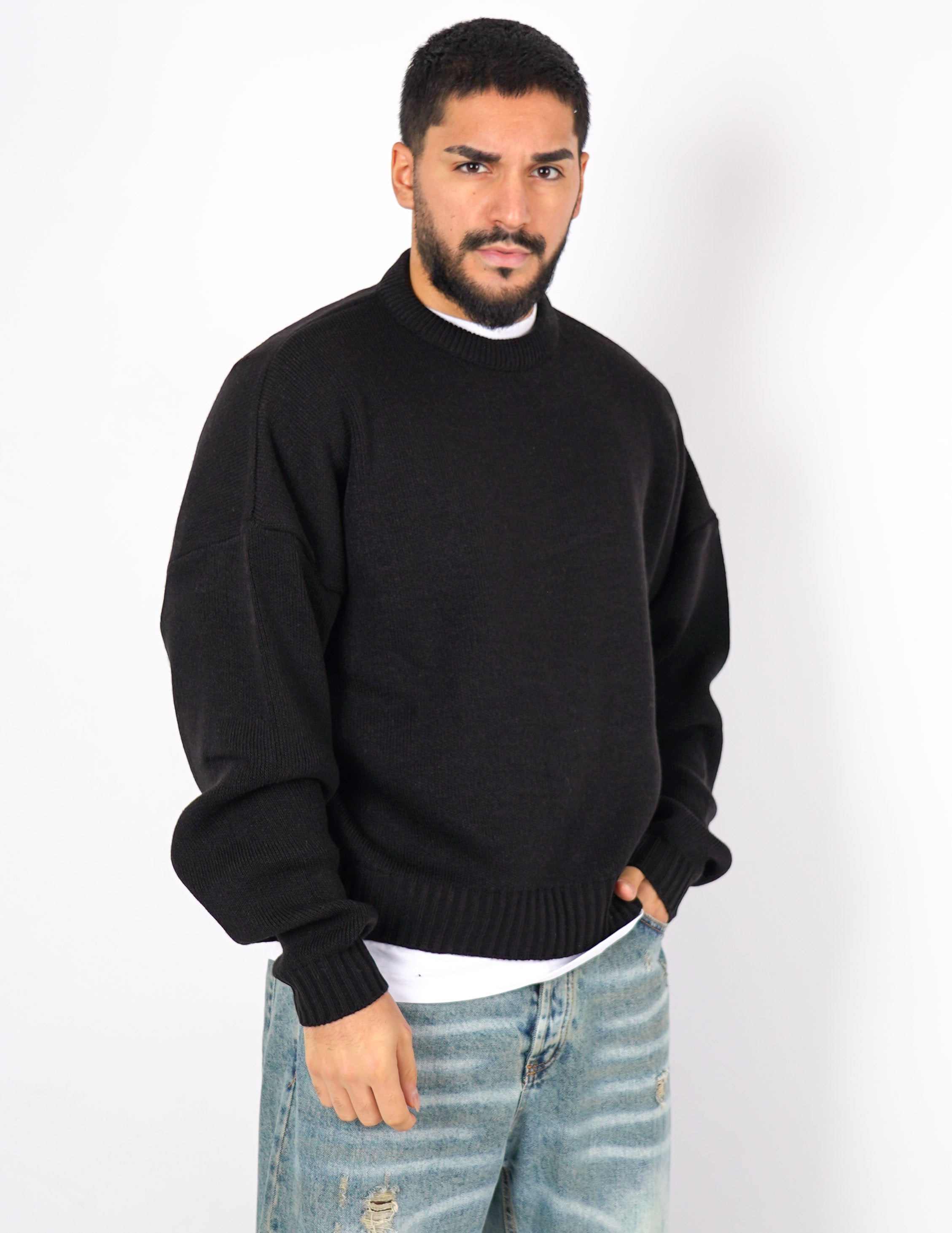 Maglione crop in lana