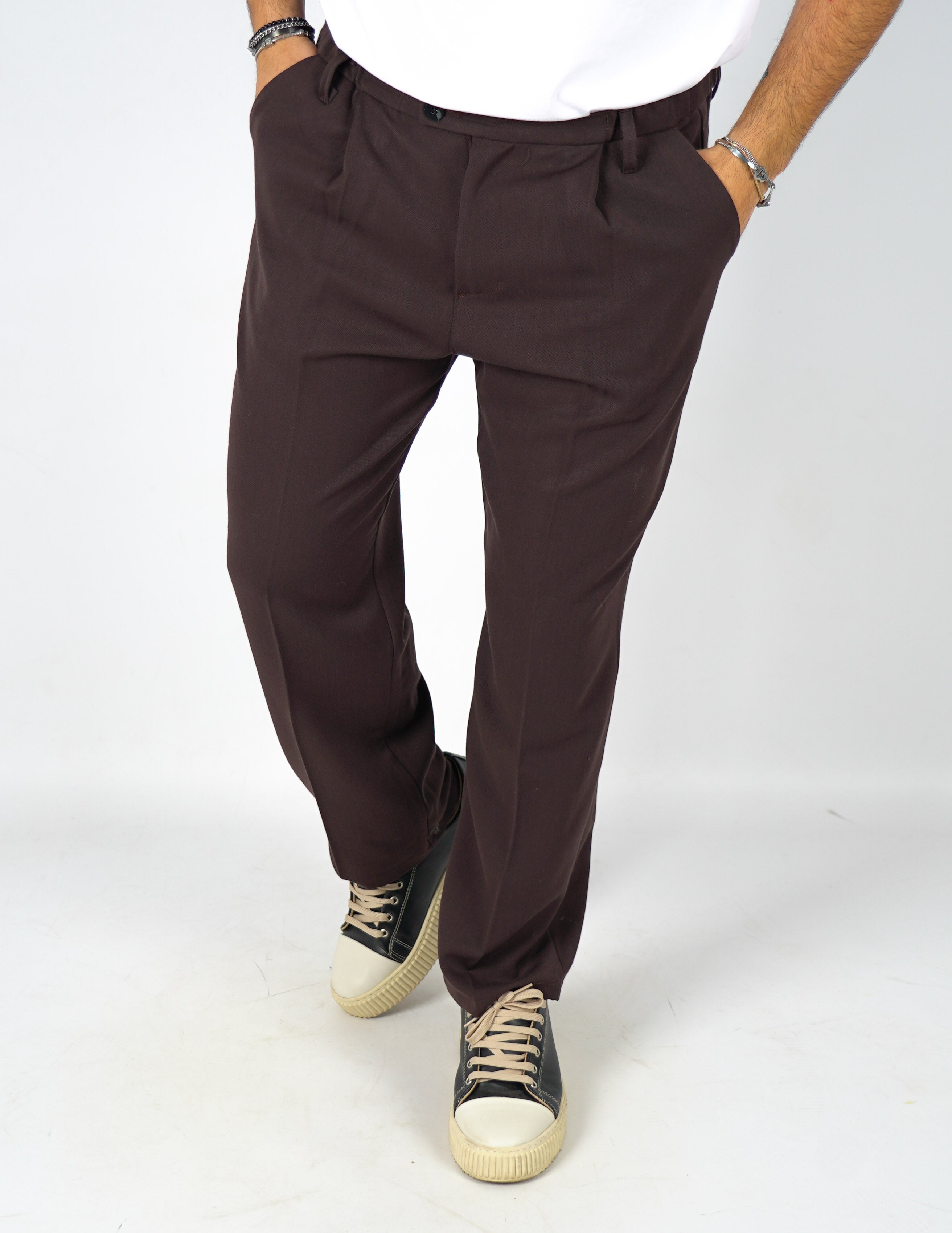 pantalone uomo fondo largo tinta unita