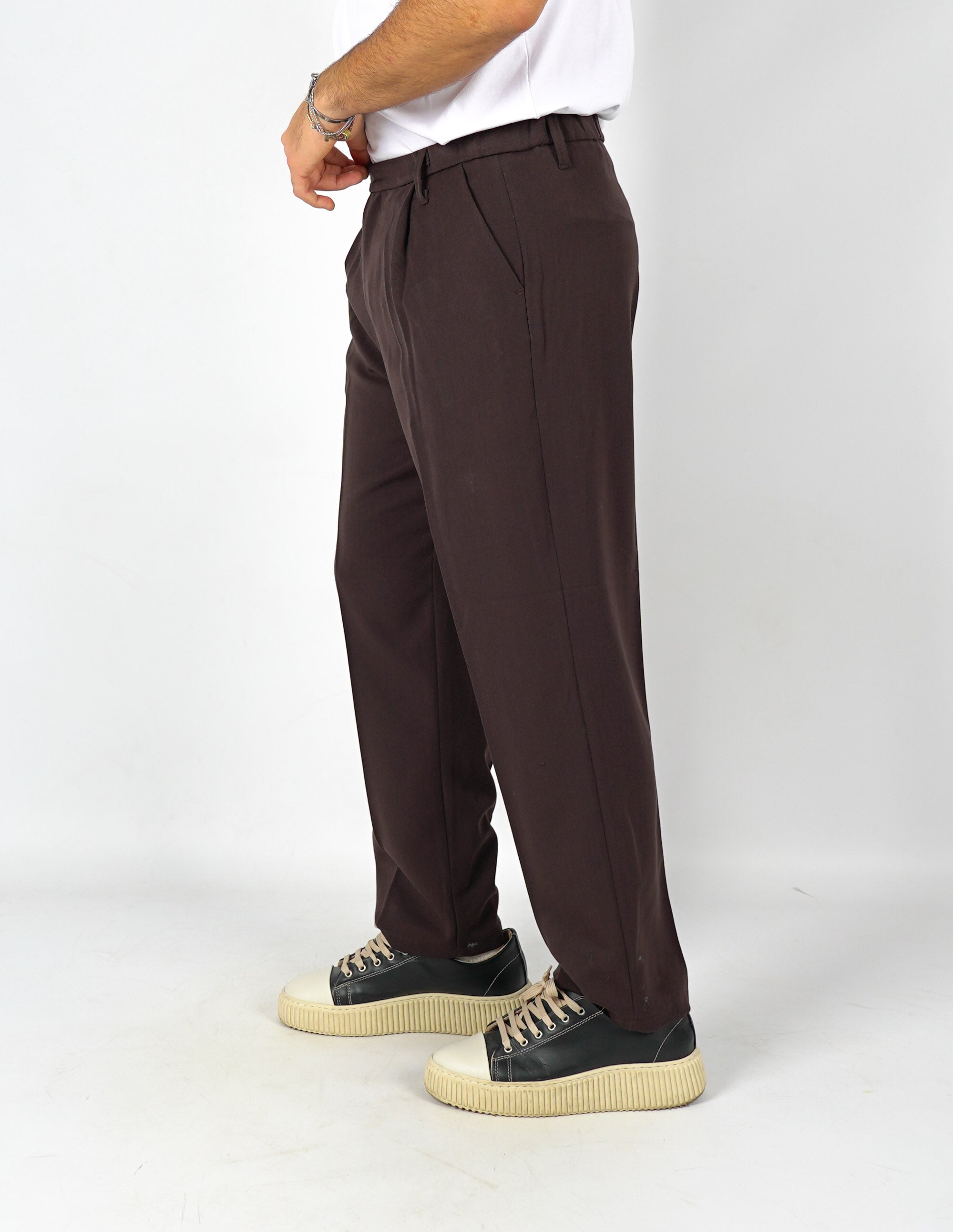 pantalone uomo fondo largo tinta unita